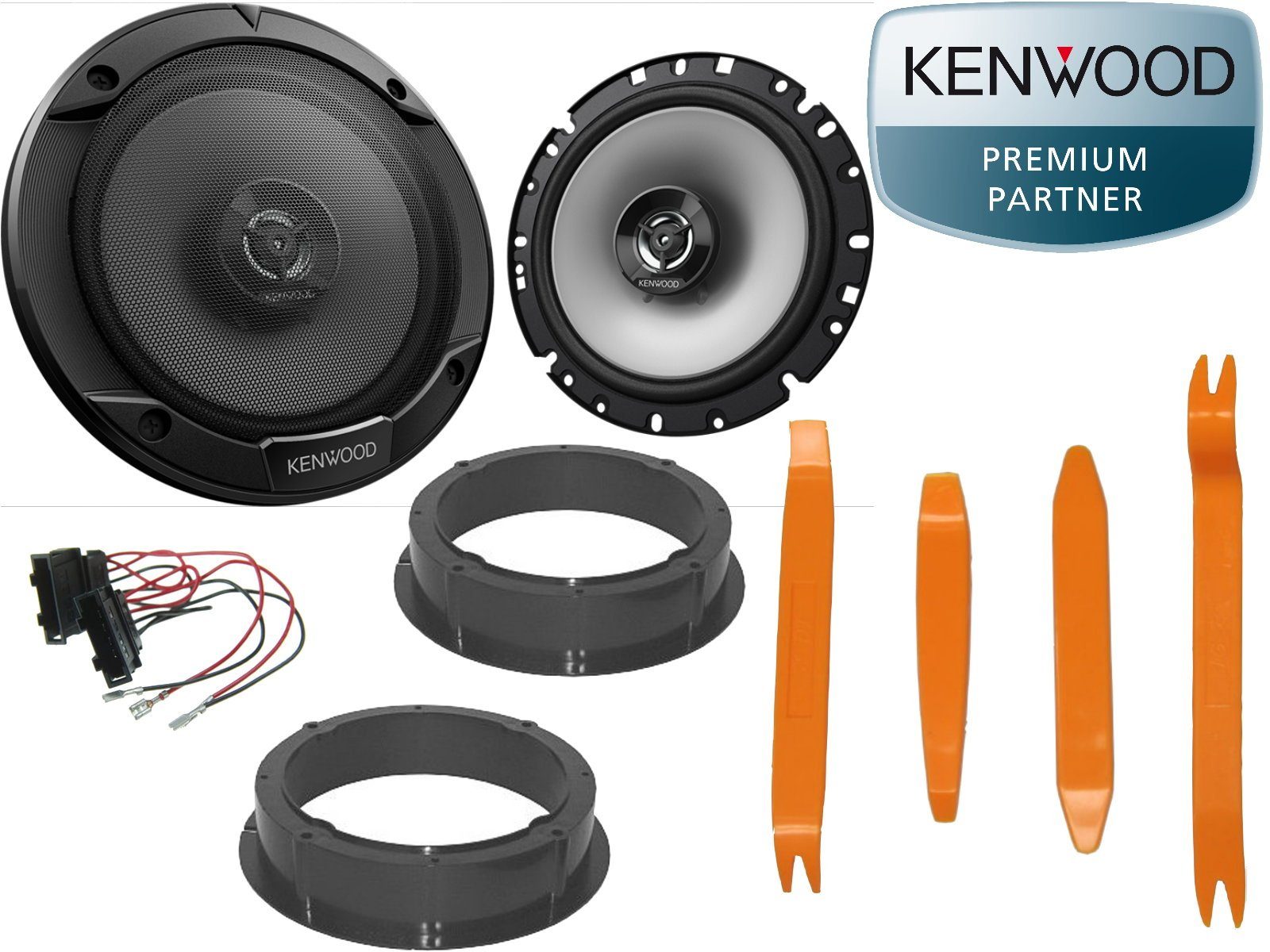 7 300Watt Kenwood Auto-Lautsprecher für passend Ausbau Tür VII Golf VW + DSX Hebel Set