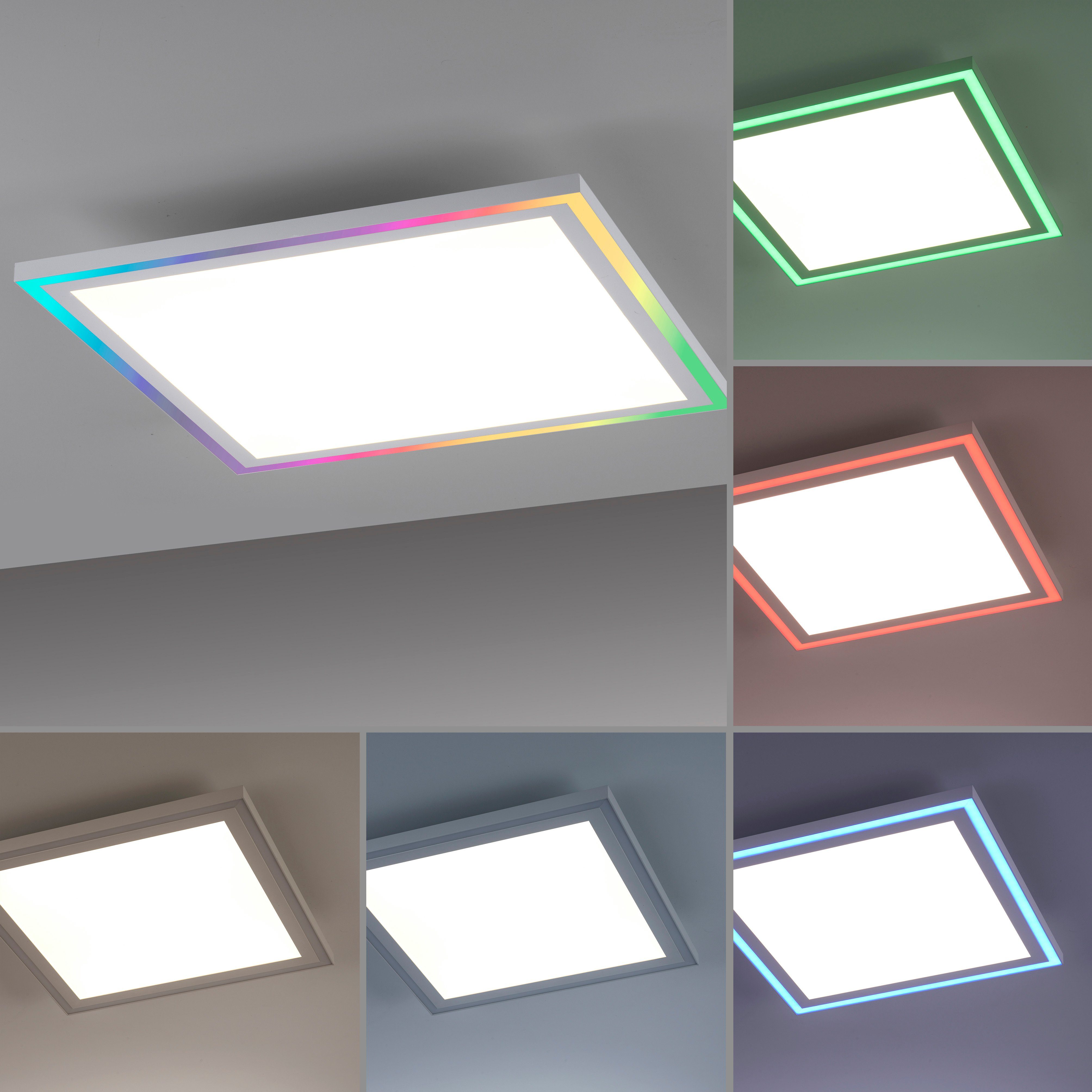 - LED LED, Leuchten integriert, - inkl. Fernbedienung, kaltweiß, RGB-Rainbow, Direkt warmweiß EDGING, Funk CCT über fest dimmbar, Deckenleuchte