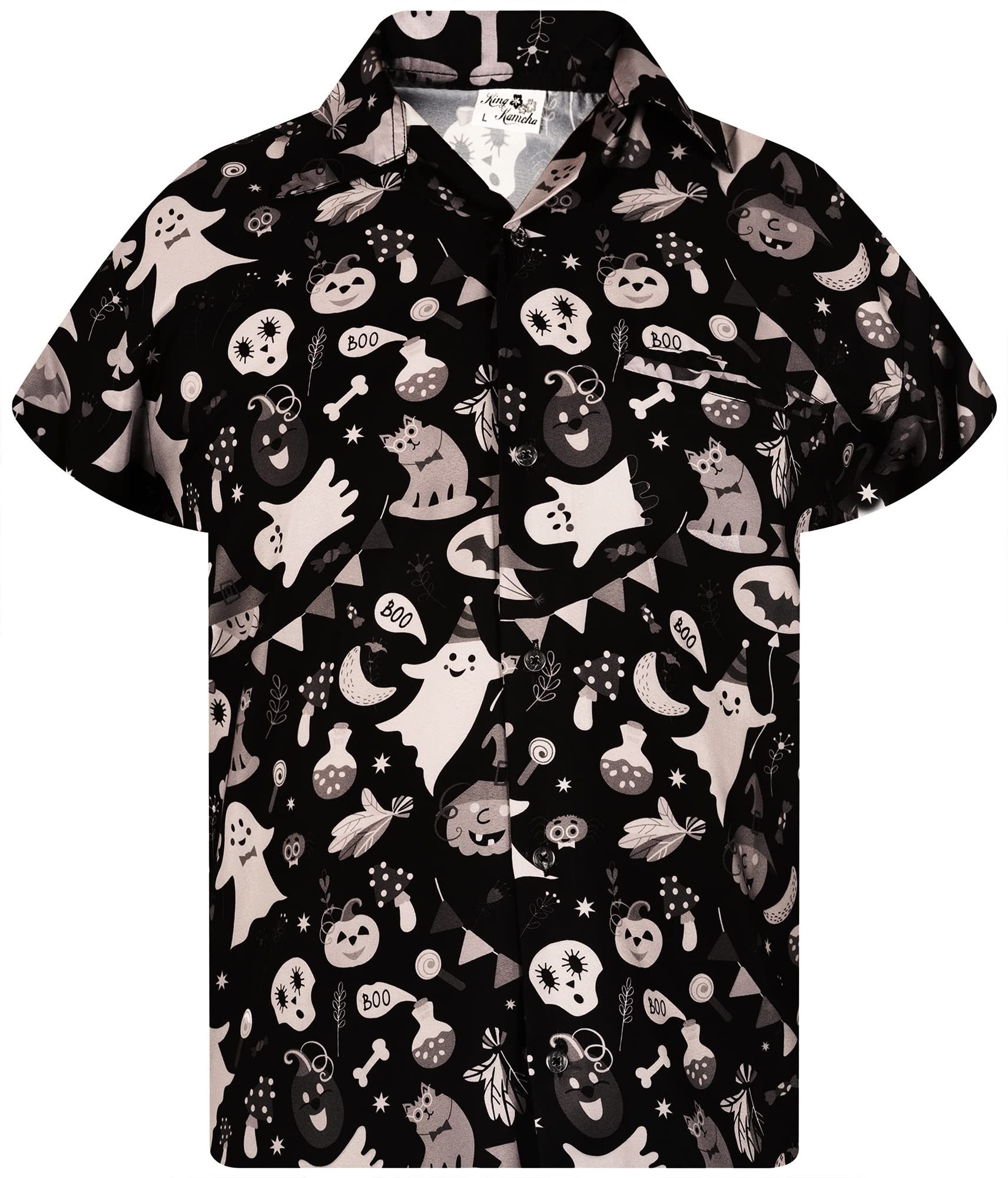 King Kameha Hawaiihemd Halloween Pumpkin Ghost Funky Hawaii-Hemd Kurzarm Fr günstig online kaufen