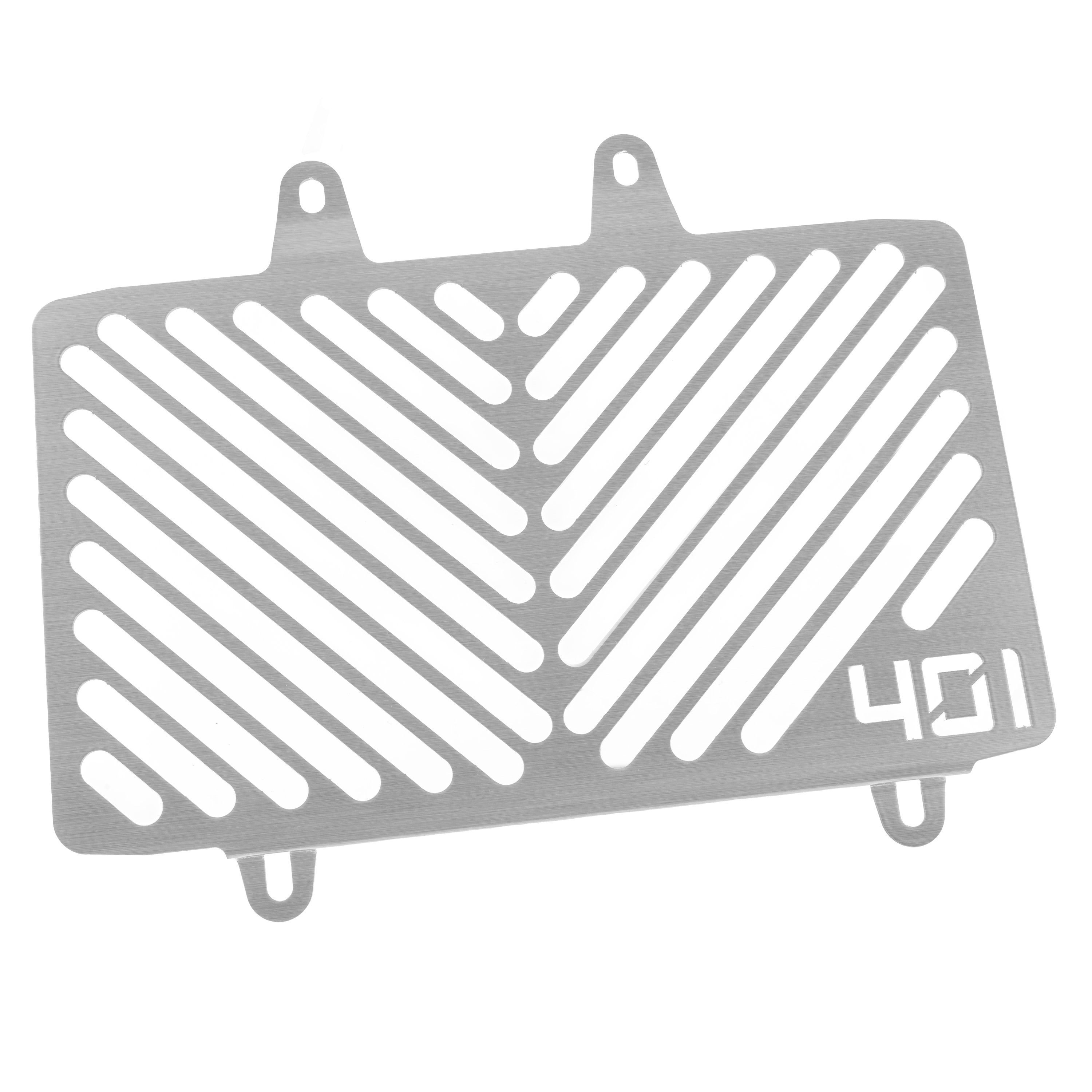 ZIEGER Motorrad-Additiv Kühlerabdeckung kompatibel mit Husqvarna Vitpilen 401 Logo silber, Motorradkühlerabdeckung