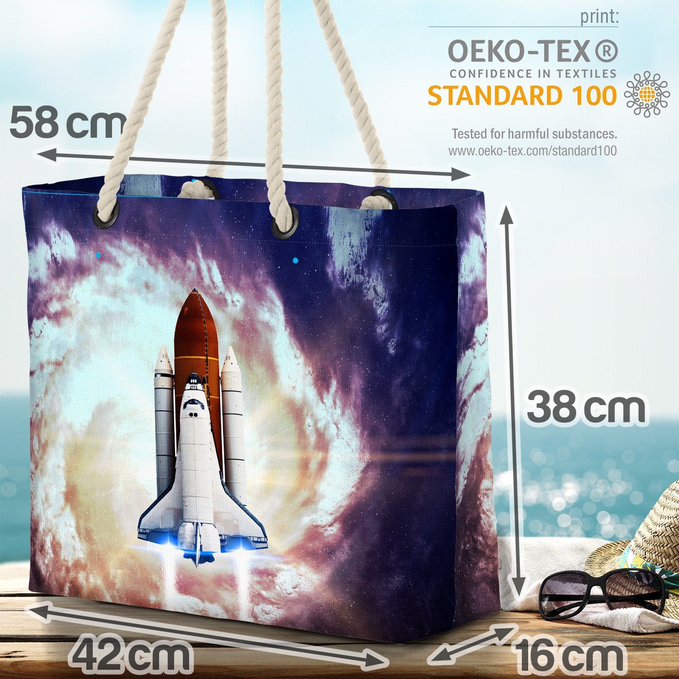 (1-tlg), Weltall Shuttle Space Raumschiff Mond Beach Astronaut Raumfahrer Start Strandtasche VOID Bag