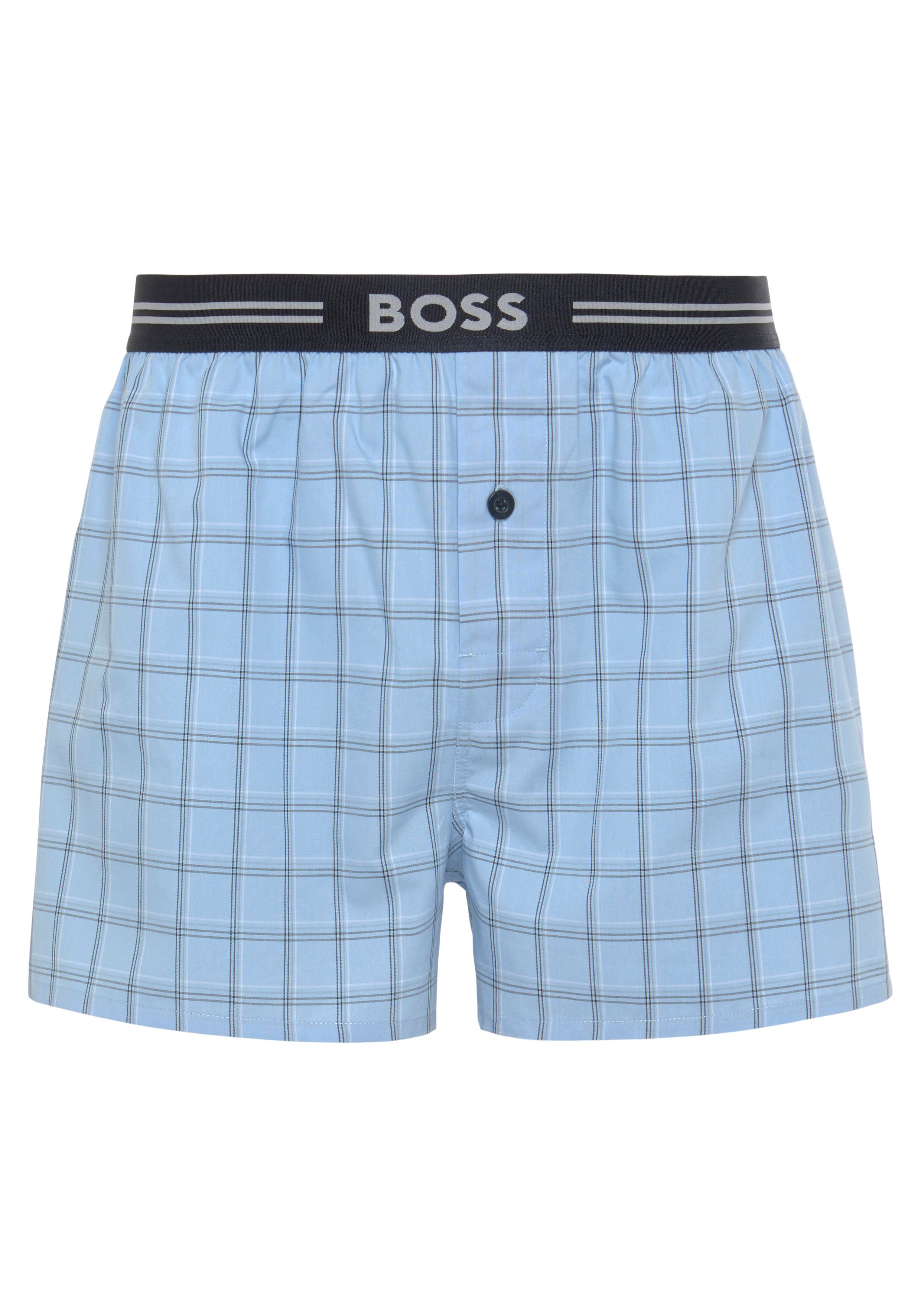 3er Woven mit Pack) Open-Blue Knopf 3P Boxer Boxershorts BOSS 3-St., Eingriff mit (Packung,