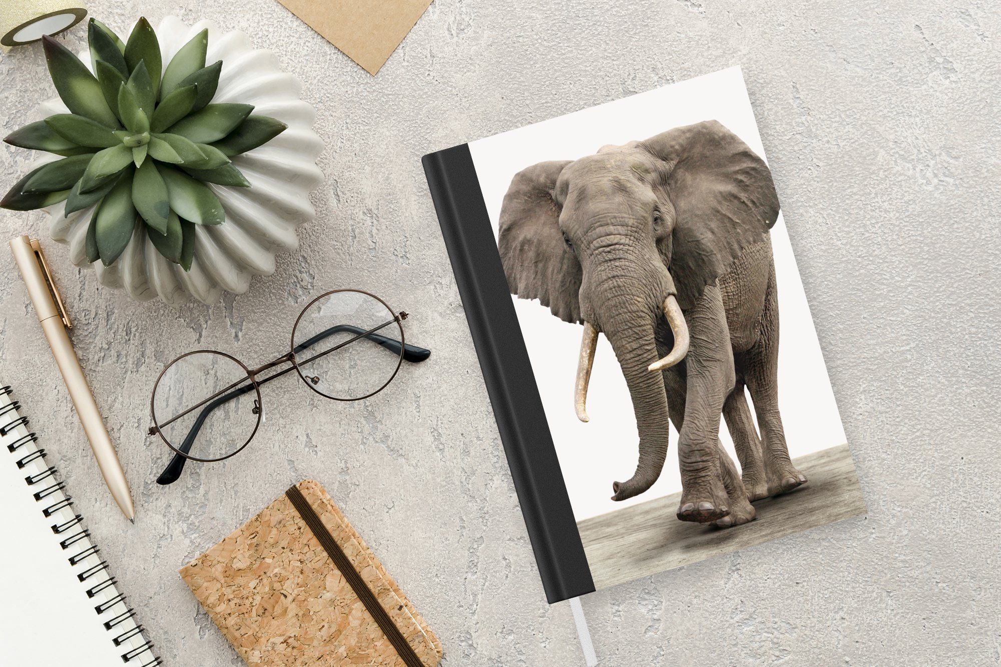 Elefant - MuchoWow - Merkzettel, Notizbuch Tiere Mädchen, Notizheft, 98 Journal, Kinder A5, Seiten, - Haushaltsbuch Tagebuch,