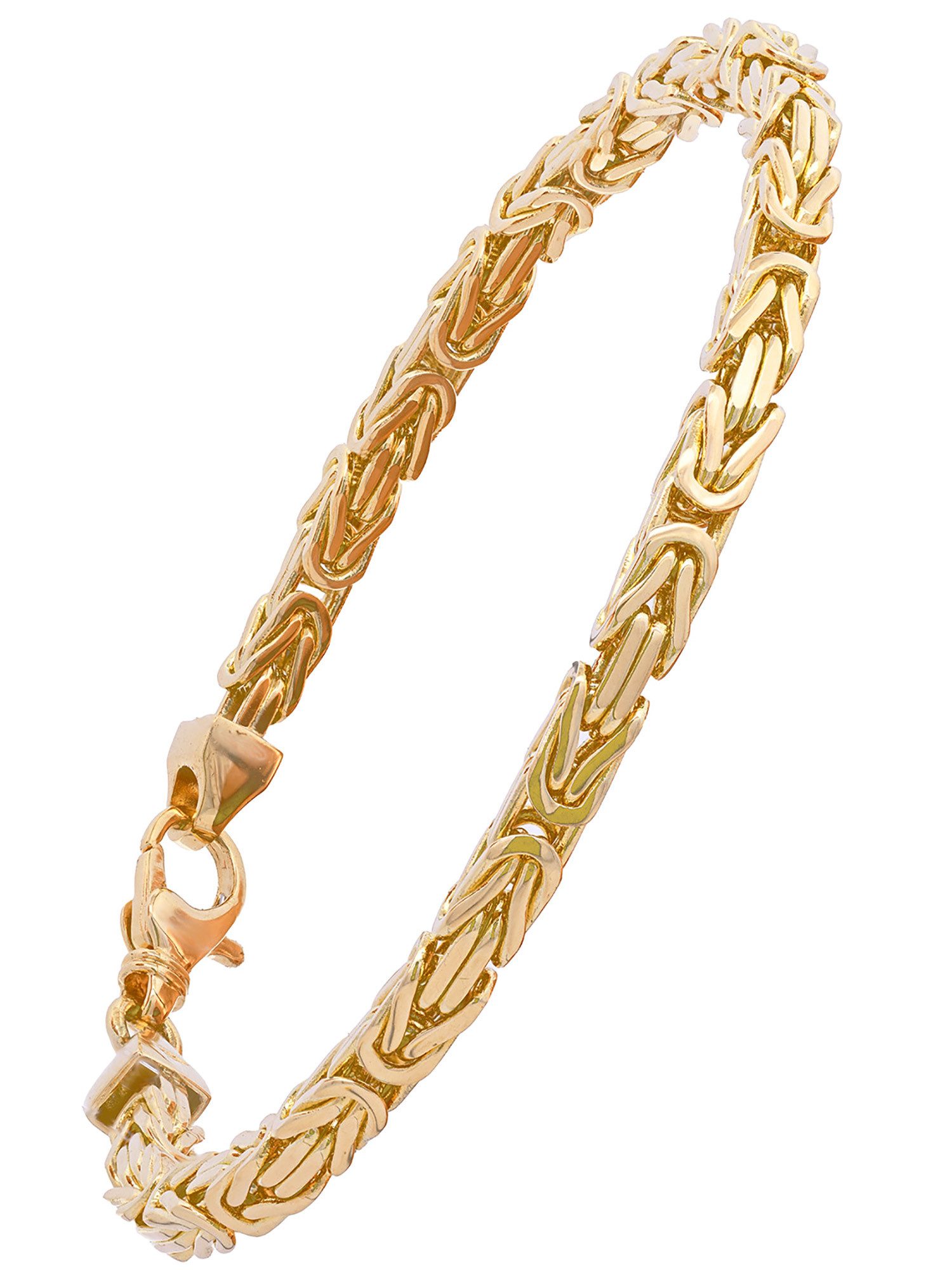 HOPLO Goldarmband Goldarmband Königskette Breite 4,0 mm 19 cm massiv 750-18 Karat Gold, Made in Germany