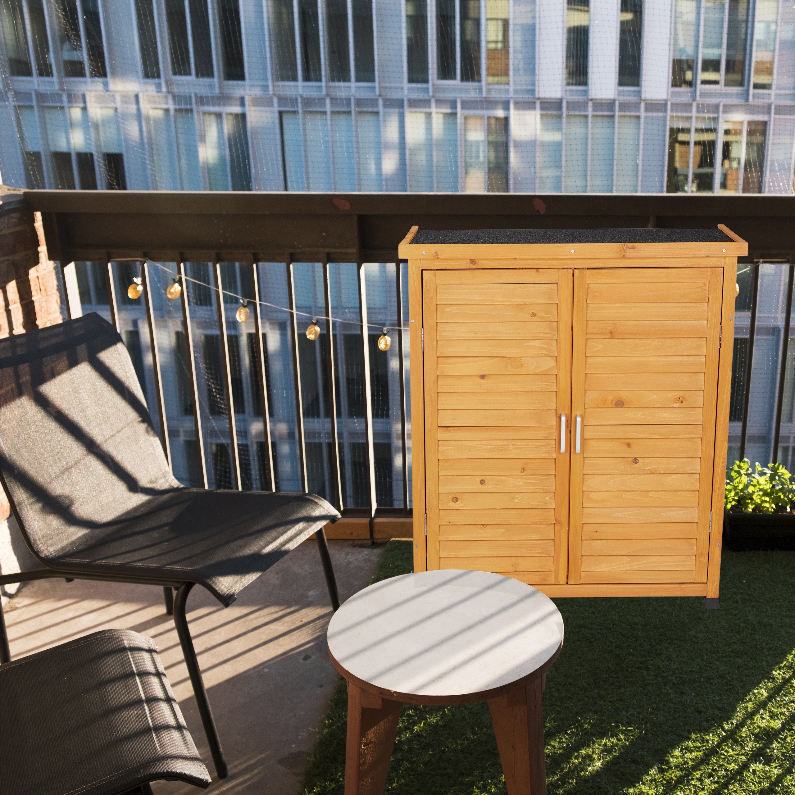 relaxdays Garten-Geräteschrank Gartenschrank mit Dachpappe, BxT: 86.5x47 cm, (1 St) – Bild 5 von 5