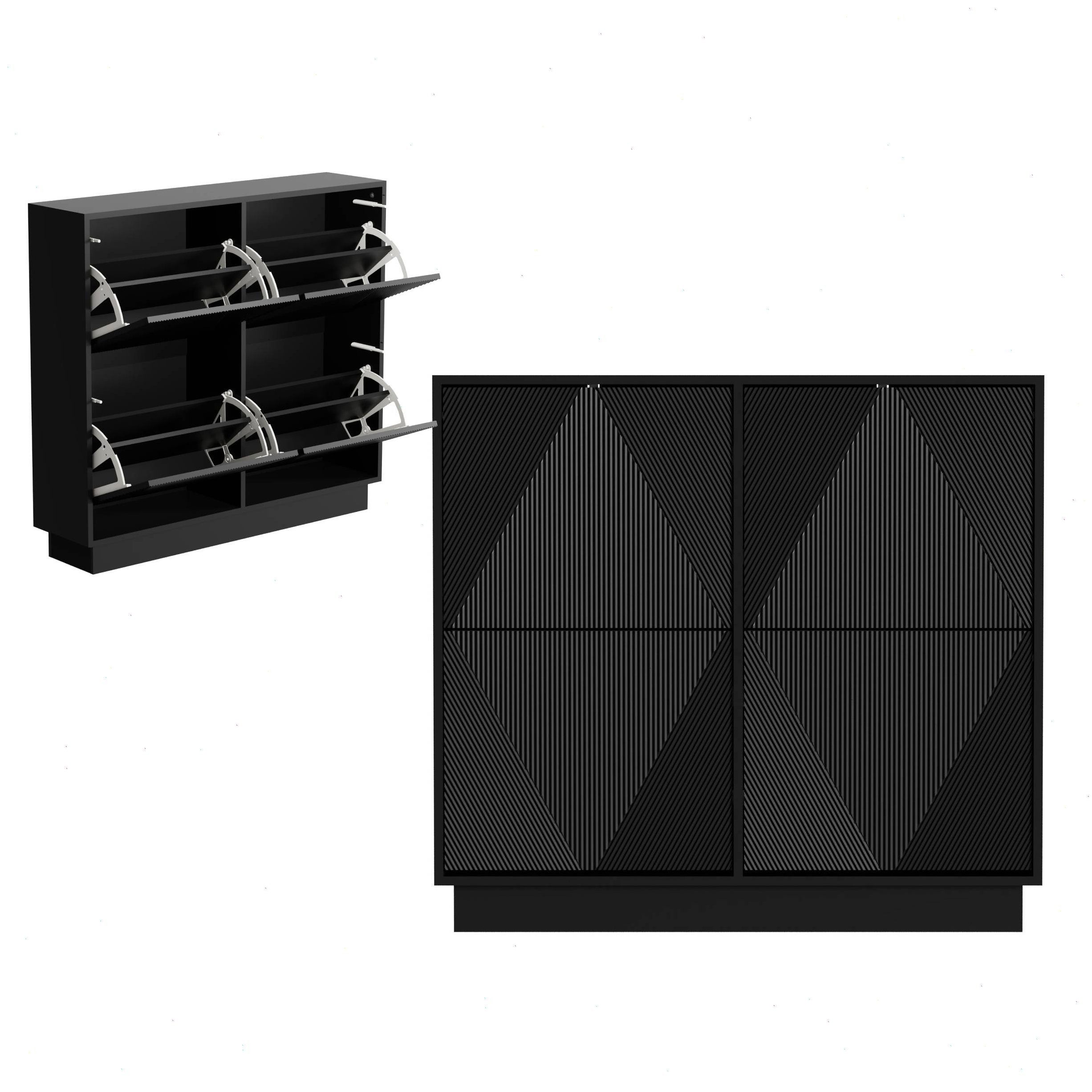 UEV Schuhschrank mit 4 Klappen Schuhregal günstig online kaufen