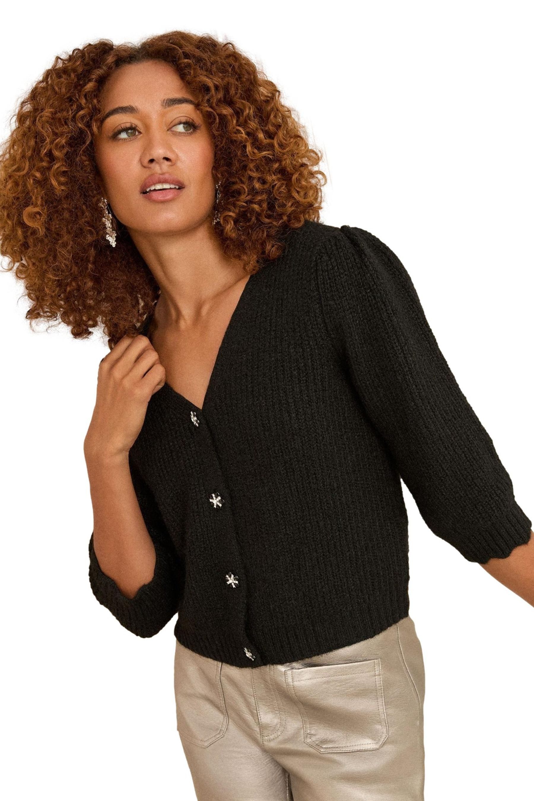 Love & Roses Strickjacke Love & Roses Verzierte Strickjacke mit Knöpfen (1-tlg)