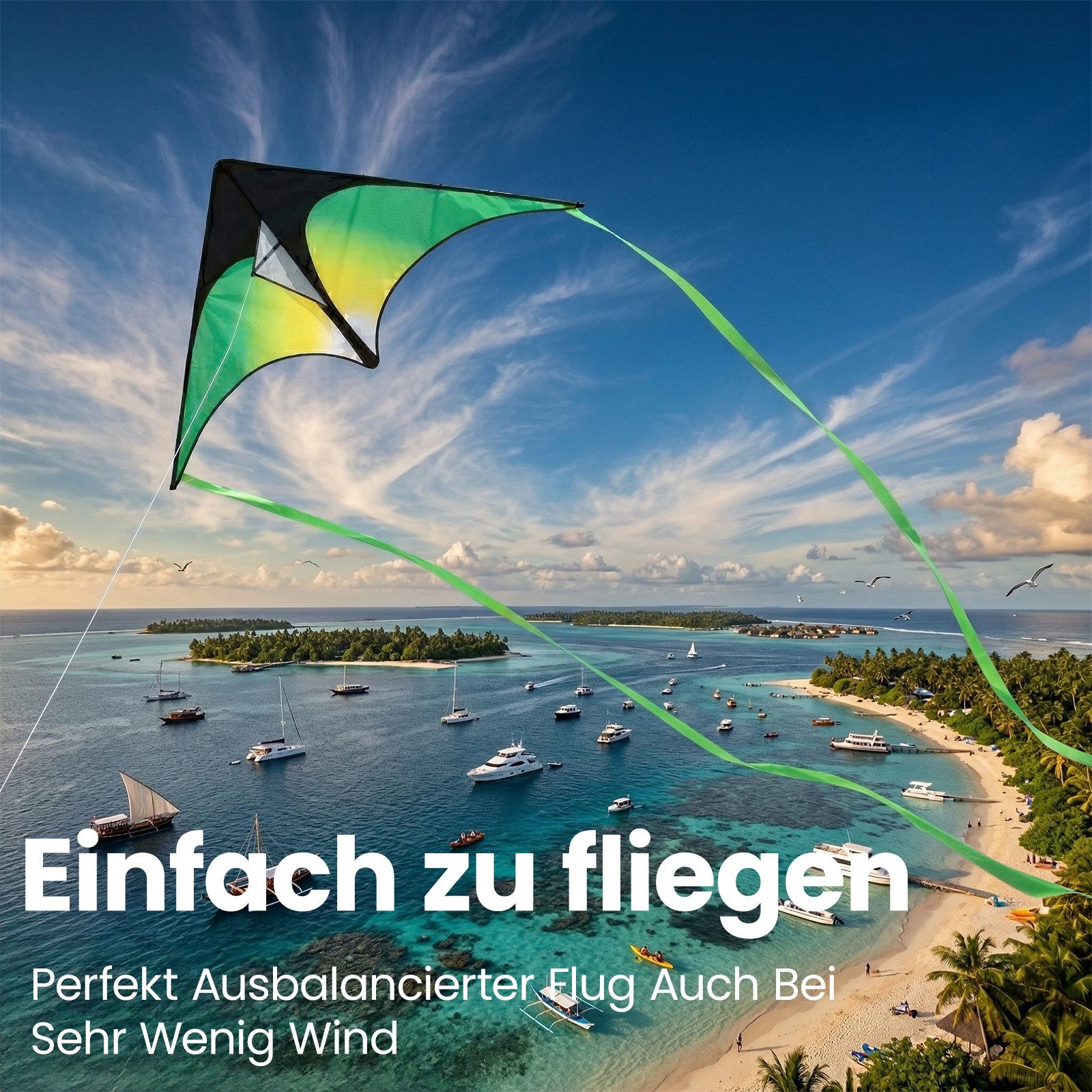 Youyijia Kite Großer Dreieckiger Drachen Stabil Outdoor-Freizeit, Mit Schnur, (1-tlg)