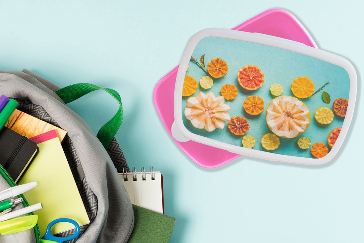 Brotdose rosa (2-tlg), - Mädchen, MuchoWow Sommer - für Lunchbox Snackbox, Brotbox Zitrusfrüchte Kinder, Erwachsene, Kunststoff, Obst, Kunststoff