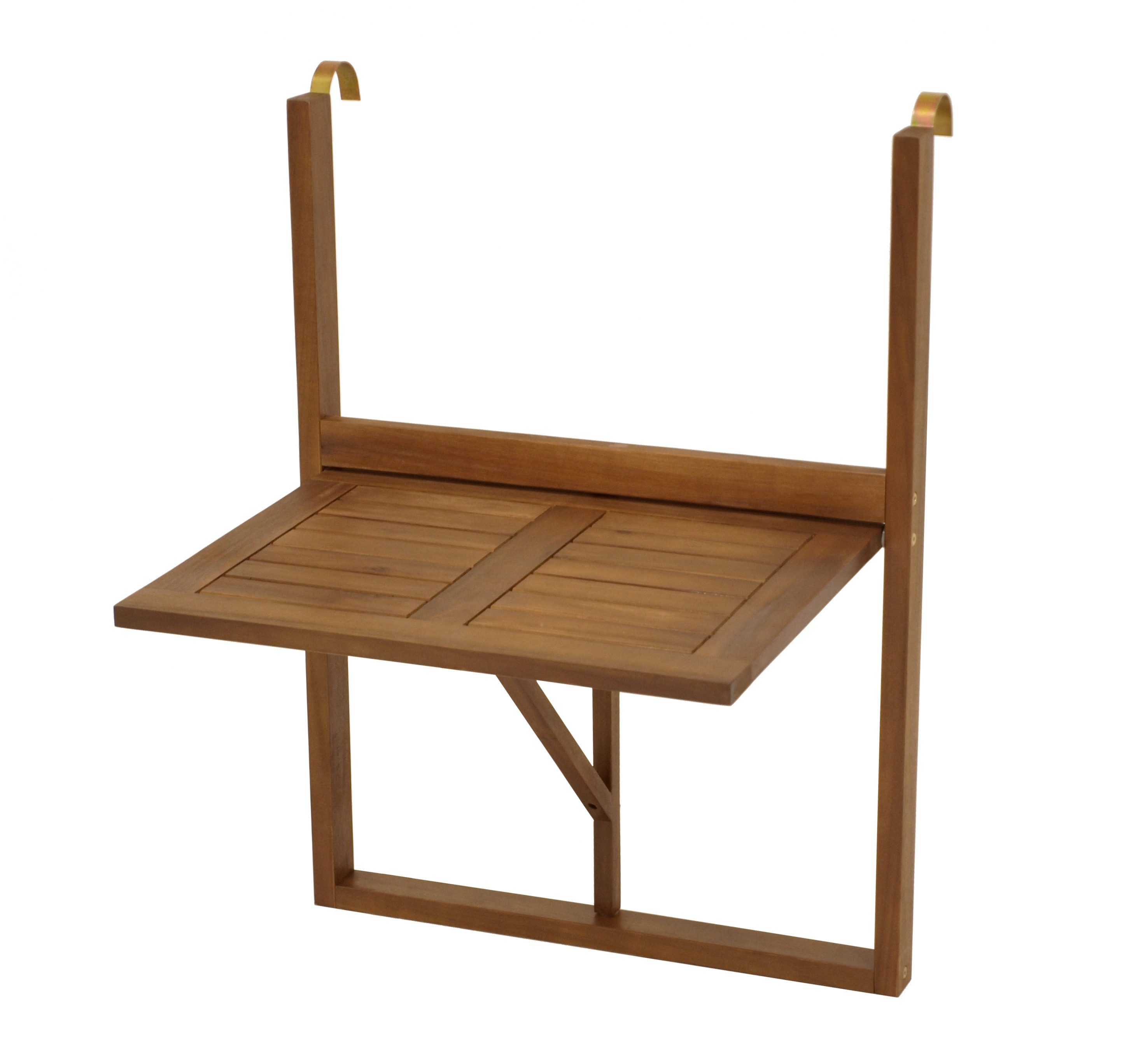 DEGAMO Balkonhängetisch, 60x40cm, Akazienholz geölt, abklappbare Platte