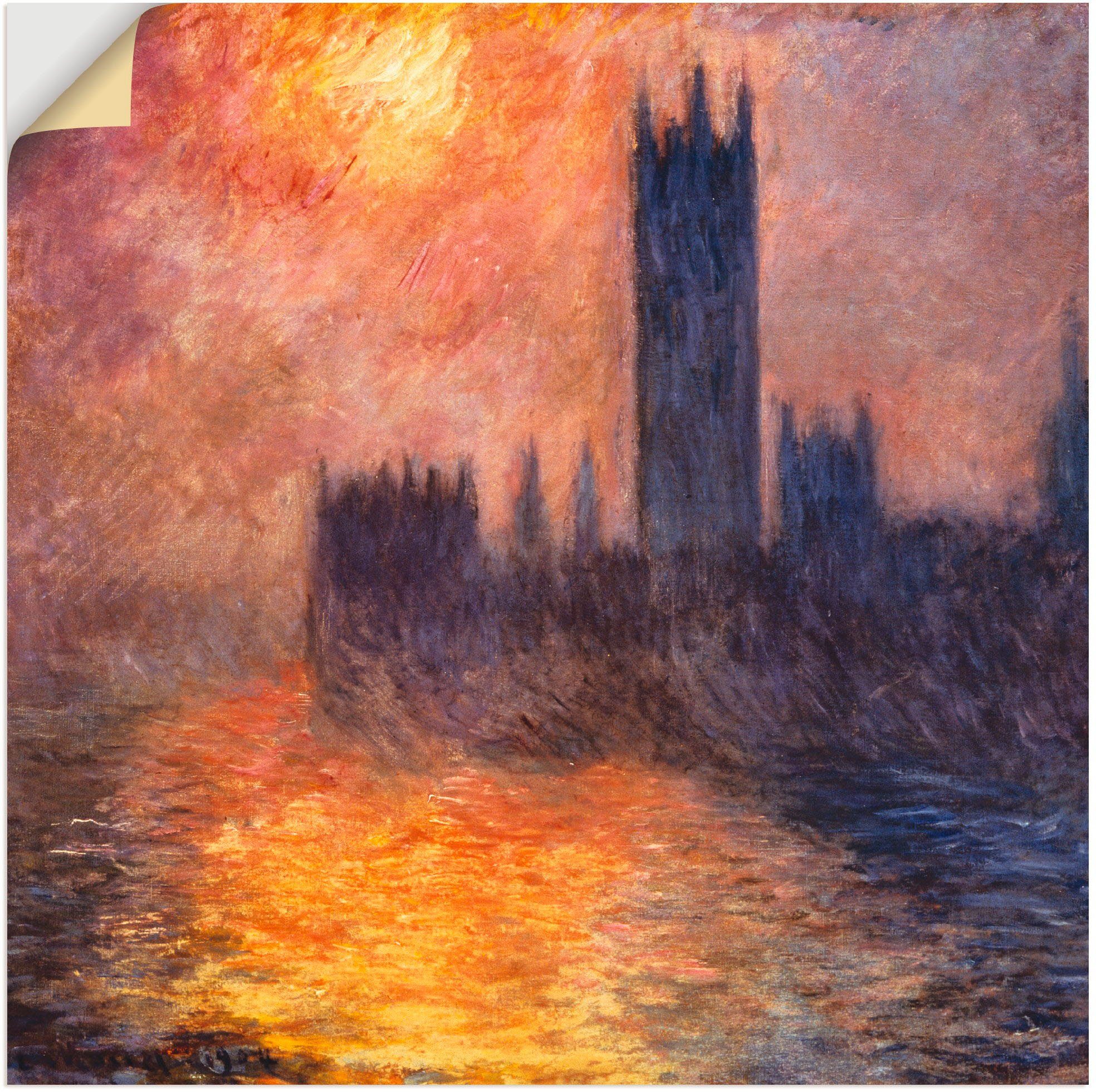 St), bei Leinwandbild, London Wandaufkleber & Größen -untergang Poster Wandbild Parlament in versch. Artland (1 Sonnenaufgang oder als in Sonnenuntergang,