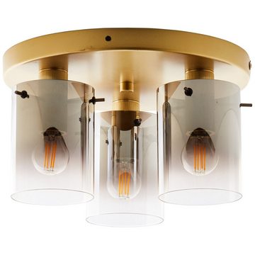 Lightbox Deckenleuchte, ohne Leuchtmittel, Deckenlampe, 18 x 30 cm, E14, Glas/Metall, goldfarben/rauchglas