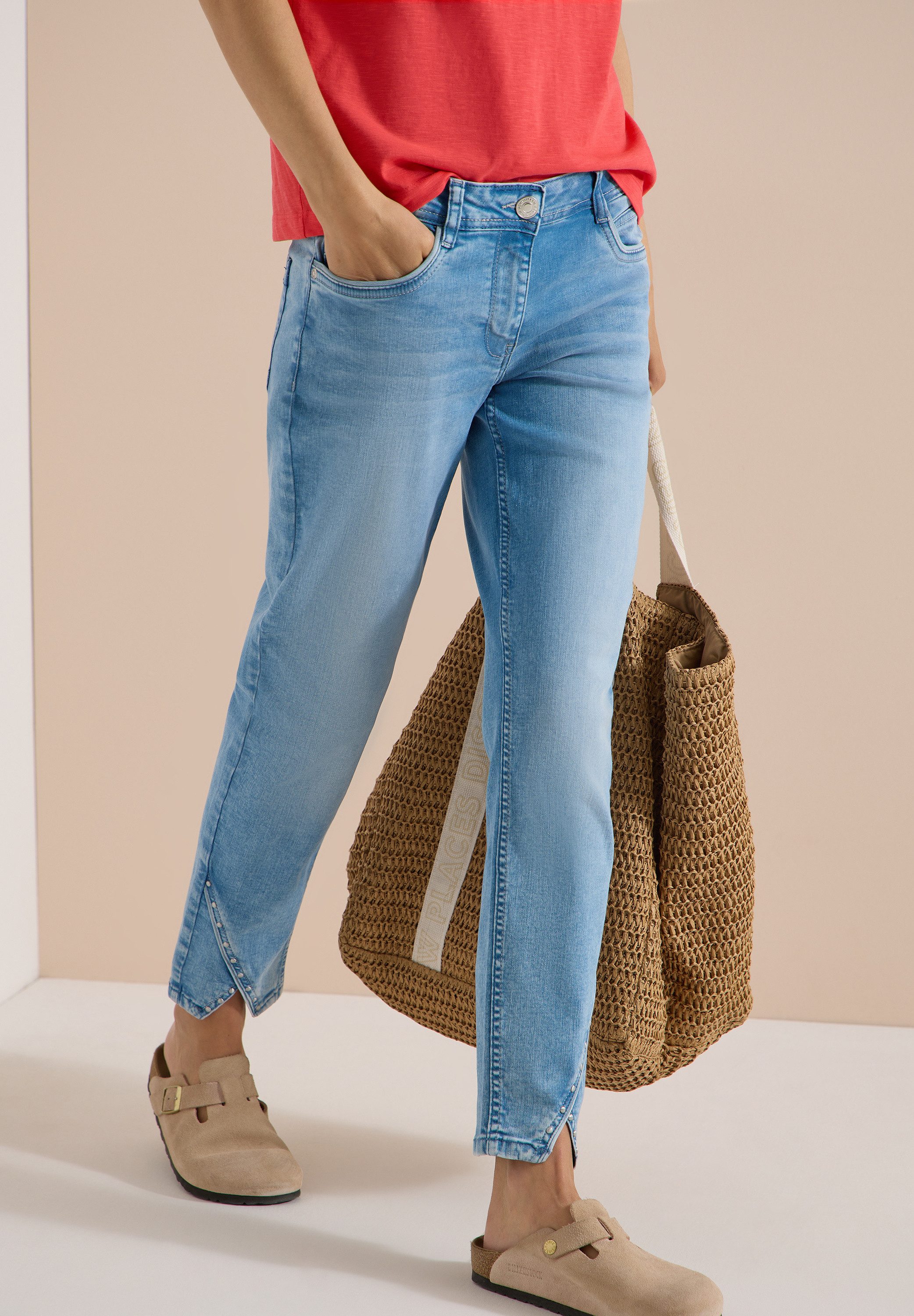 CECIL Straight-Jeans Style Scarlett mit Nietendetails / 5-Pocket-Style / Stretch