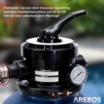 Arebos Sandfilteranlage »mit Pumpe inkl. 1400g Filterbälle + 2m Schlauch, 400 W, 10.200 L/h« (Set)