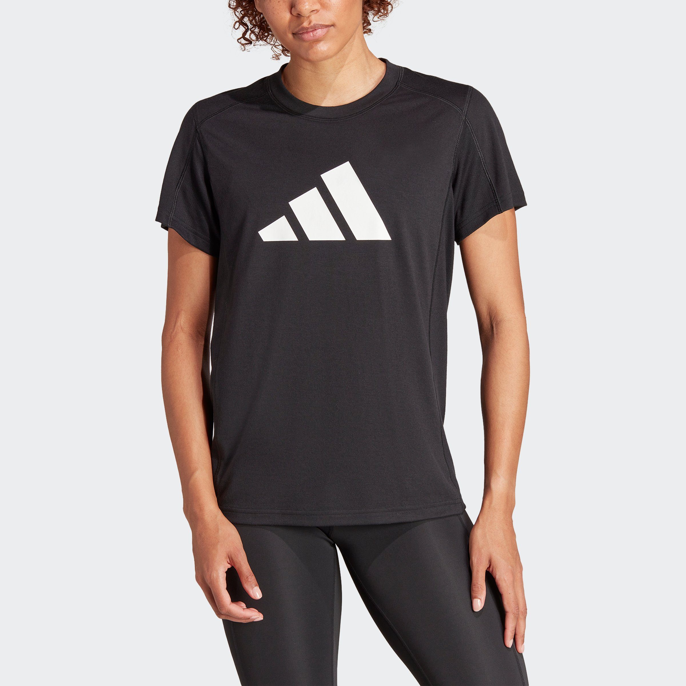 adidas T LOGO Performance T-Shirt BLACK/WHITE TR-ES