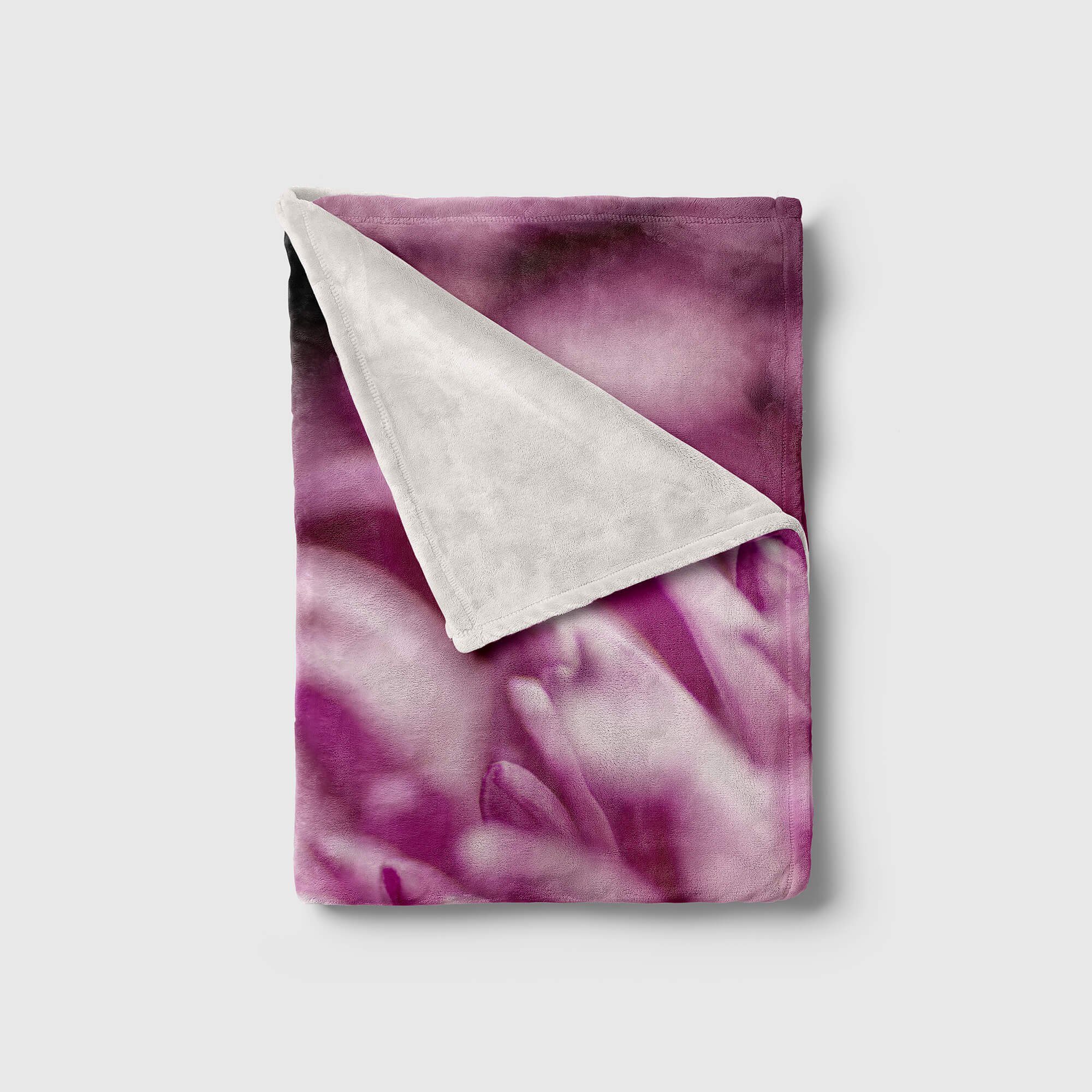 Handtuch Blüte Art Baumwolle-Polyester-Mix (1-St), Strandhandtuch Sinus Kuscheldecke Handtuch Saunatuch Fotomotiv Handtücher Blume Makrof, mit