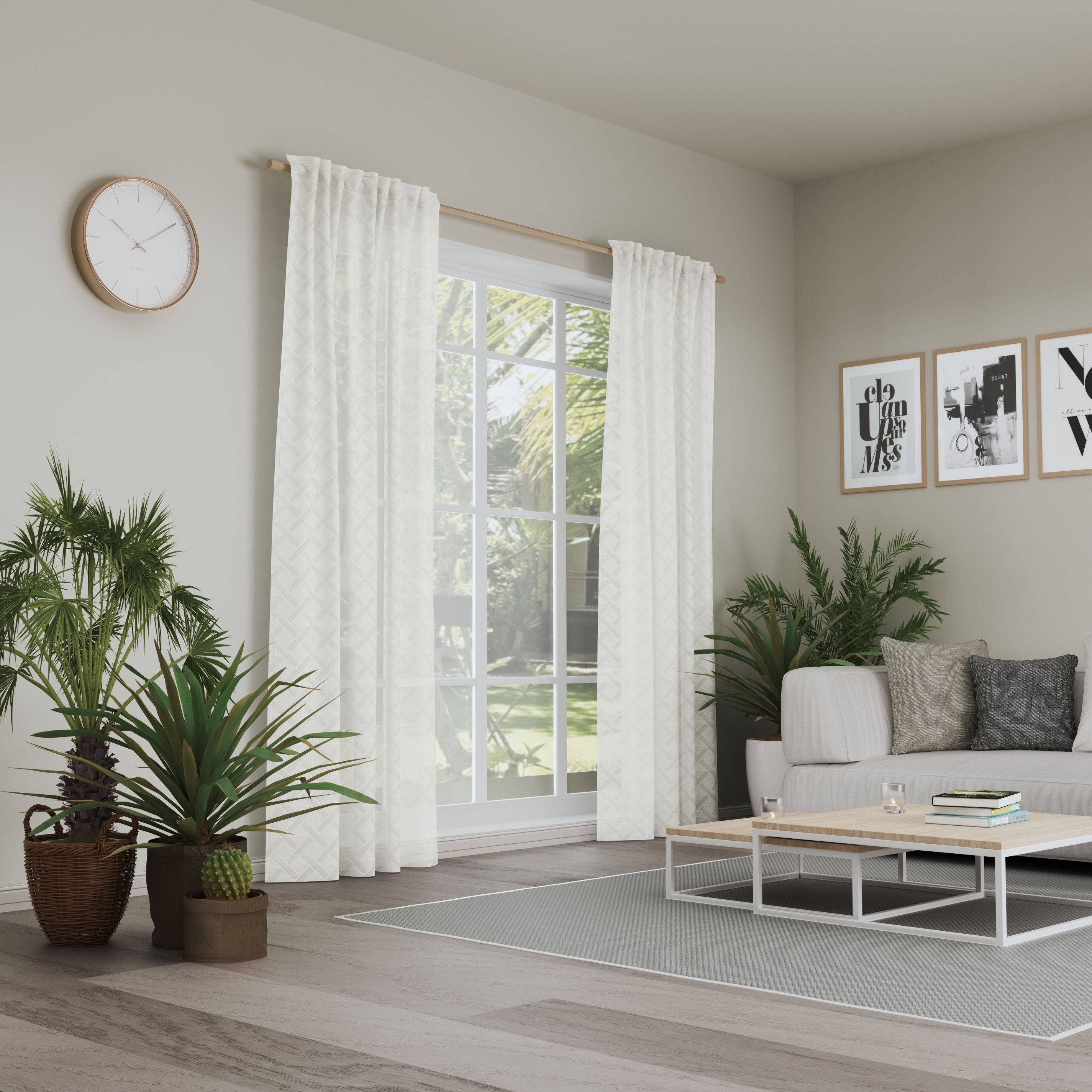 Neutex for you! Vorhang ANDIAMO (1 St), Multifunktionsband, halbtransparent, Ausbrenner, Buntweber mit diagonal verlaufenden Karomusterung