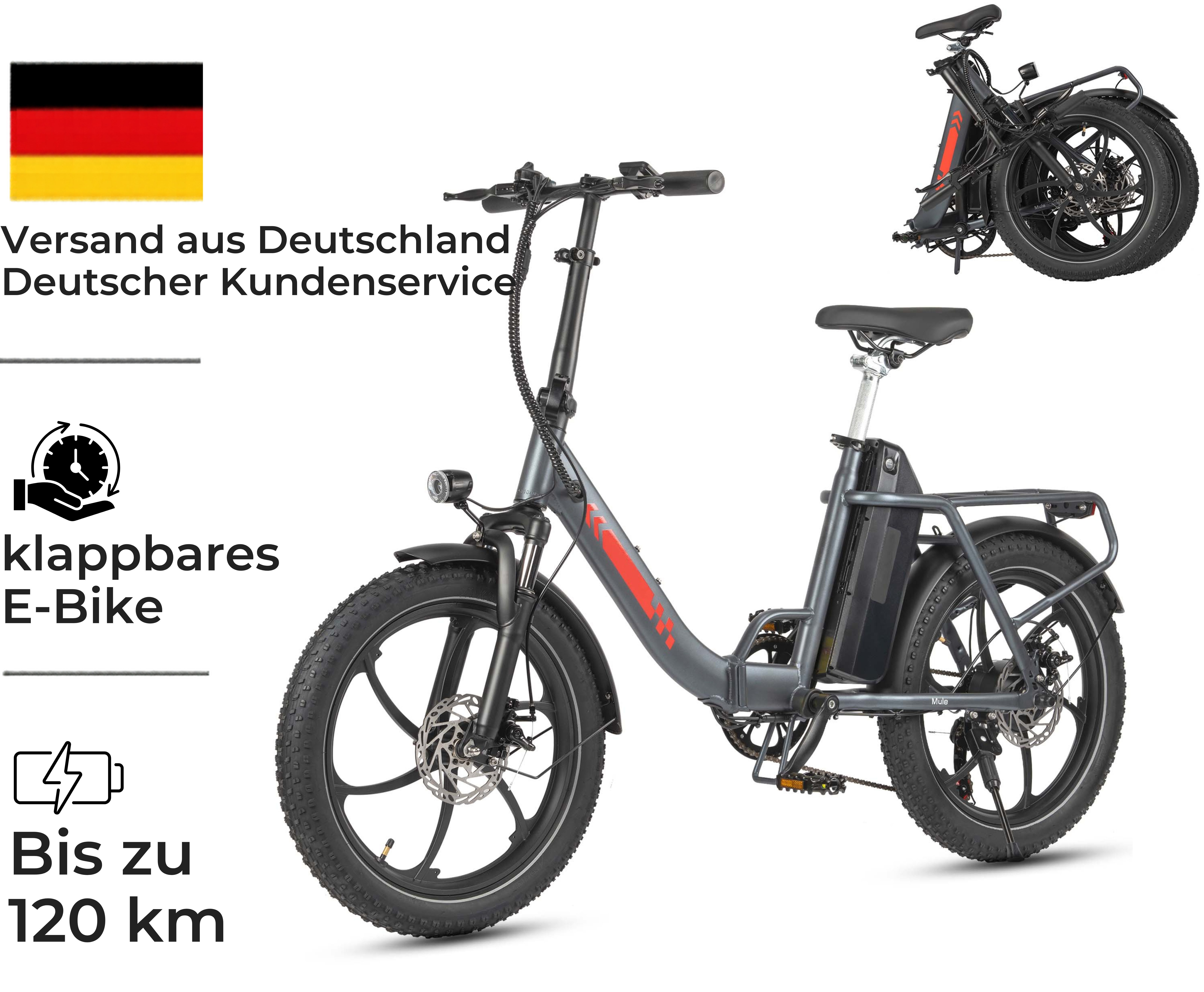 PIXAR E-Bike Cityrad 20 Zoll Fatbike E-Bike 48V 20Ah City Pedelec 7-Gang Damen Herren, Mittelmotor, 960 Wh
