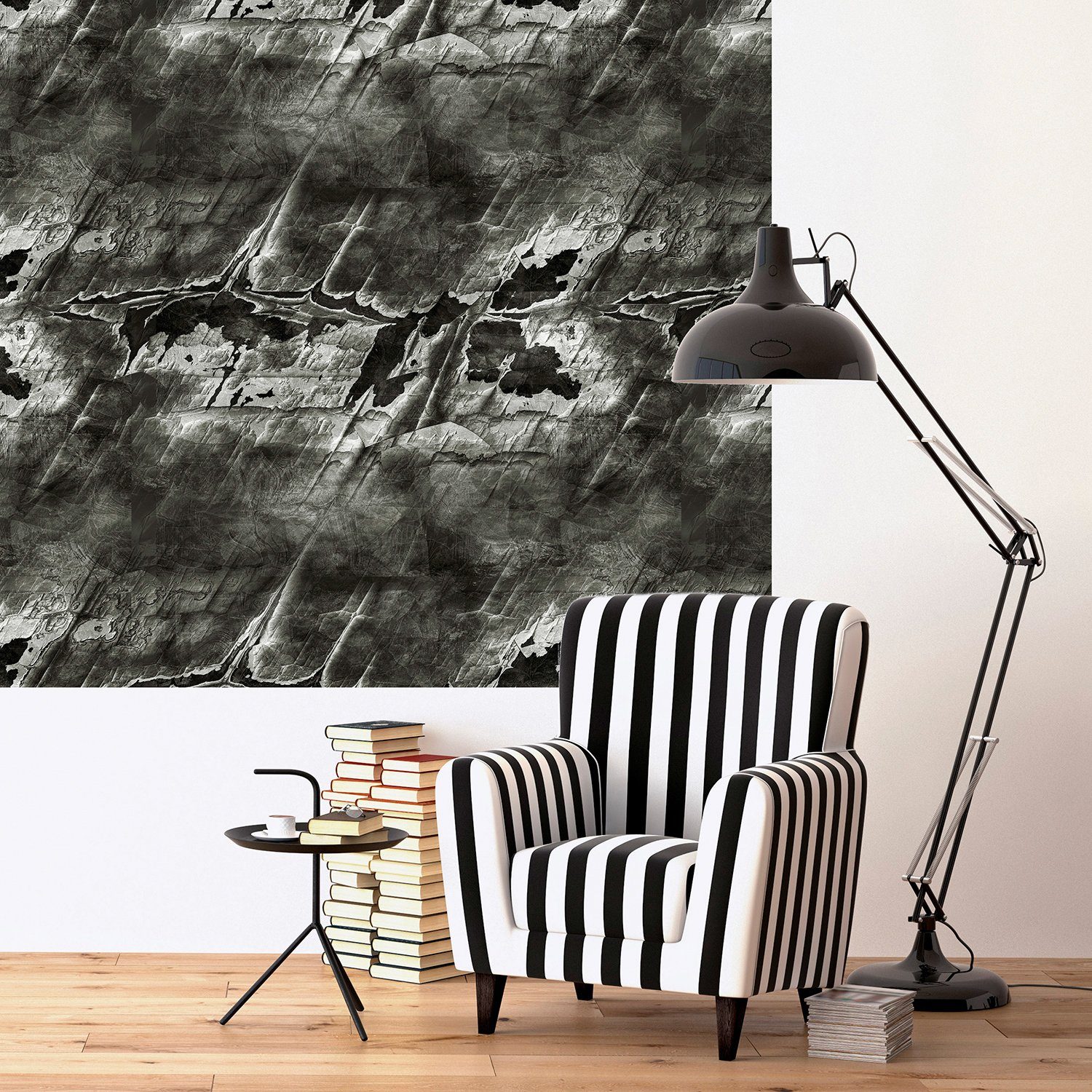 queence Vinyltapete Vab, glatt, Abriebeffekte, Steinoptik, bedruckt, clean, minimalistisch, unifarben, 90x250cm, selbstklebend, kinderleichte Anbringung, Sticker