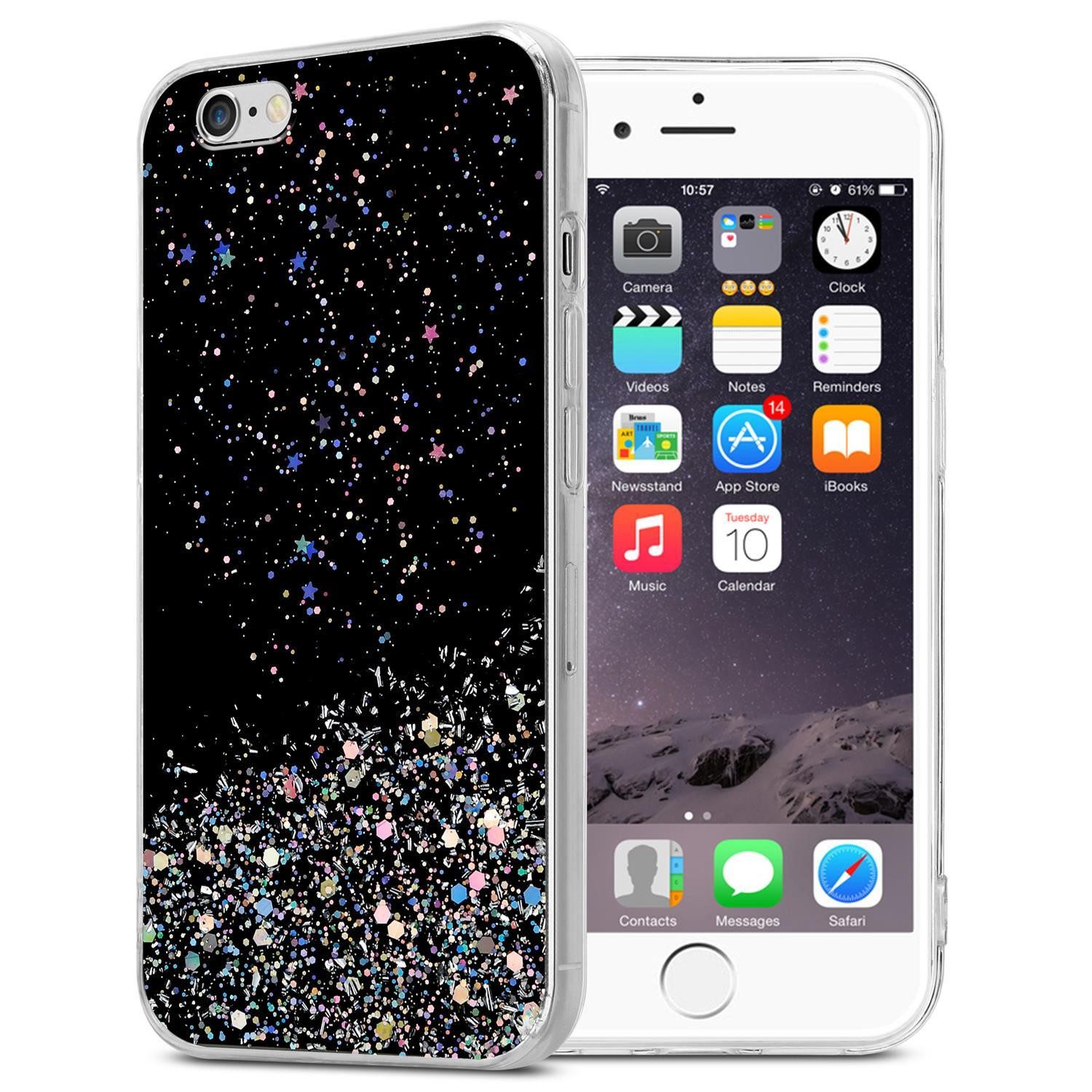 Cadorabo Handyhülle für iPhone 6 PLUS / 6S PLUS Hülle Apple iPhone 6 PLUS / 6S PLUS, Flexible TPU Silikon Handy Schutzhülle - Hülle - mit Glitzer