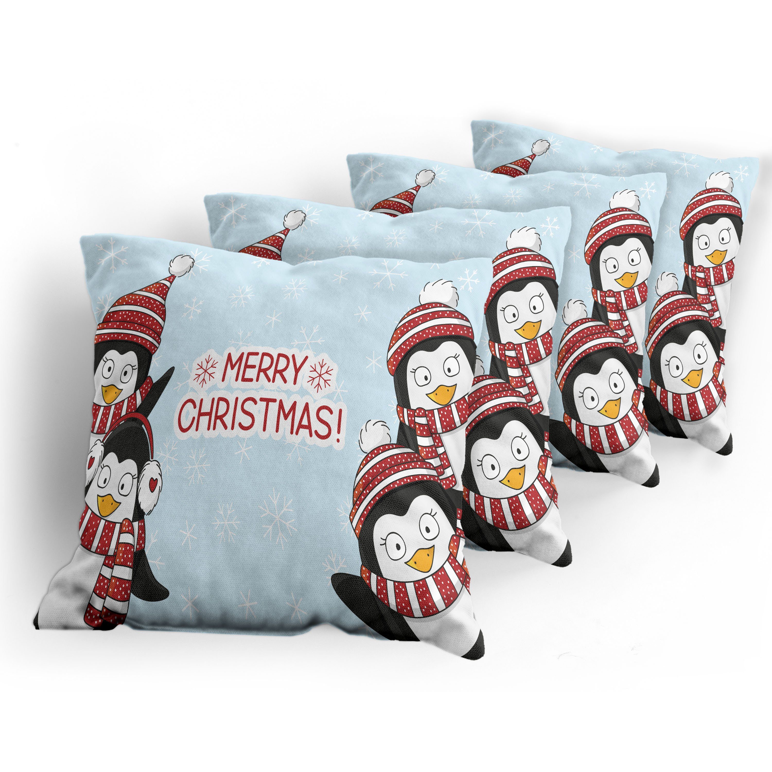 Stück), Kinder Accent Kissenbezüge Digitaldruck, Doppelseitiger Abakuhaus Penguins (4 Weihnachten Modern