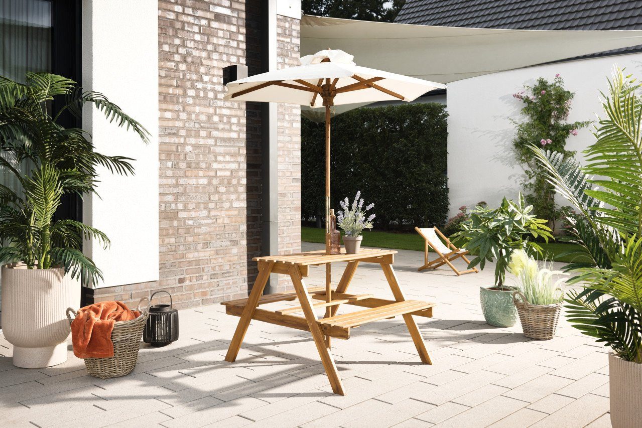 Primaster Gartenbank Kindersitzgruppe Mia mit Sonnenschirm holz günstig online kaufen