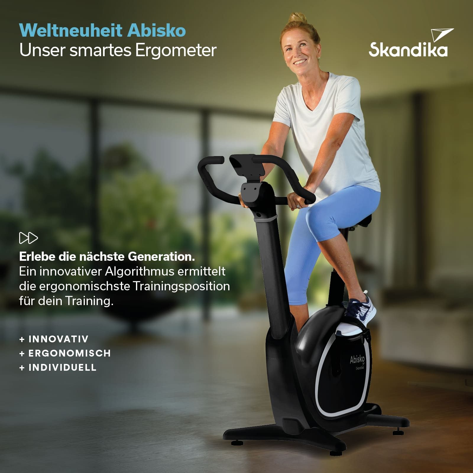 Skandika Ergometer Abisko, Weltneuheit, Smarter Ergometer für Zuhause mit App Steuerung, EMS-Widerstand, Auto.Lenker- & Satteleinstellung, 36 Widerstandsstufen