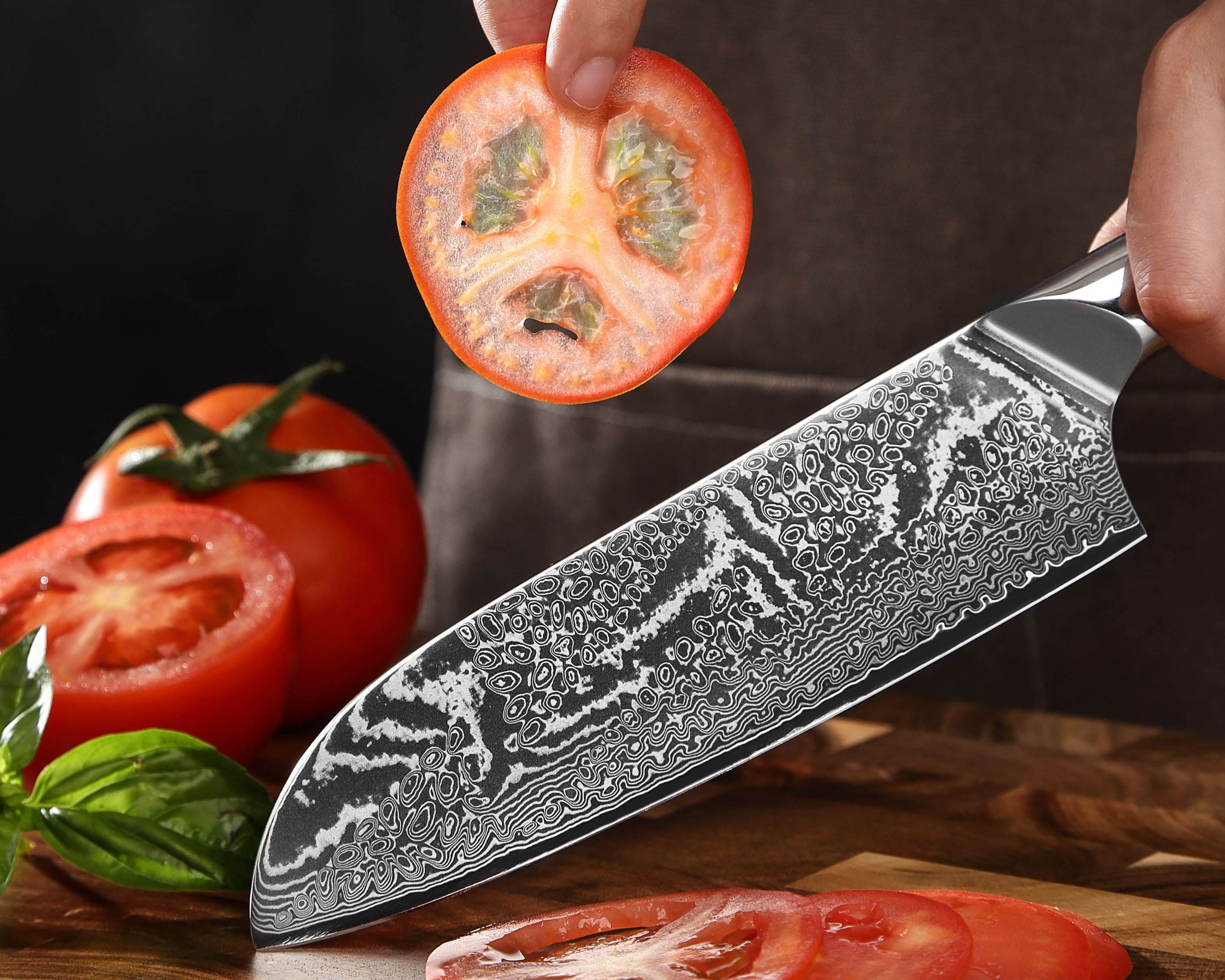 Wakoli Messer-Set Nitoko 2er Set Damast Profi Santoku Küchenmesser Full Tang G10 Griff (Damastmesser-Set in Holz-Geschenkbox, 2-tlg., 2er Damastmesser-Set), aus 67 Lagen Damaststahl, VG10, Full Tang