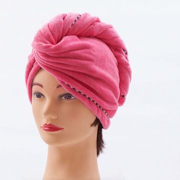FIDDY Duschhaube 2 Stück Turban Handtuch Mit Knopf, Kopftuch Handtuch für Lange Haar (2 St)