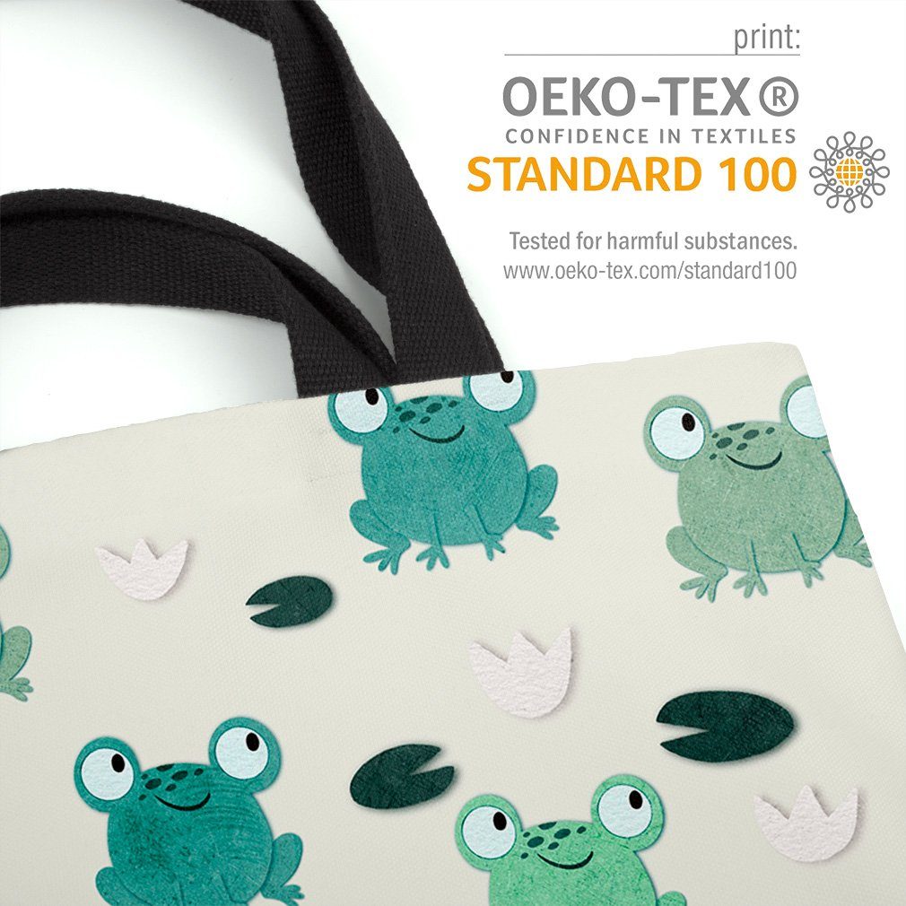 VOID Henkeltasche (1-tlg), Frösche Kinder Teich Tiere Cartoon Kinderzimmer Garten Teich kindermu