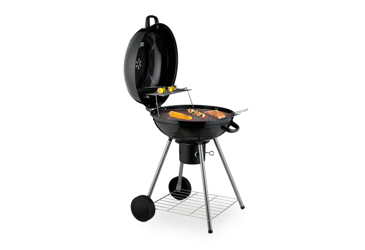 relaxdays Holzkohlegrill XXL Kugelgrill mit Rädern