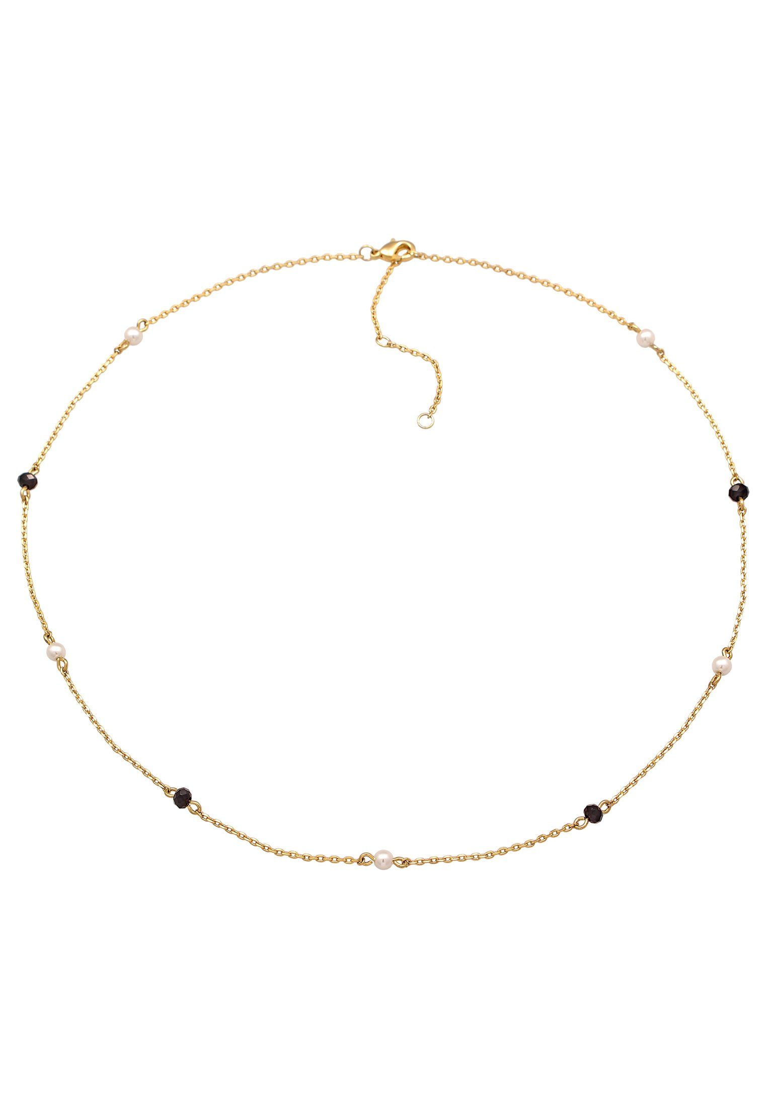 Elli Perlenkette Kristalle Perlen Zart Elegant Goldfarben