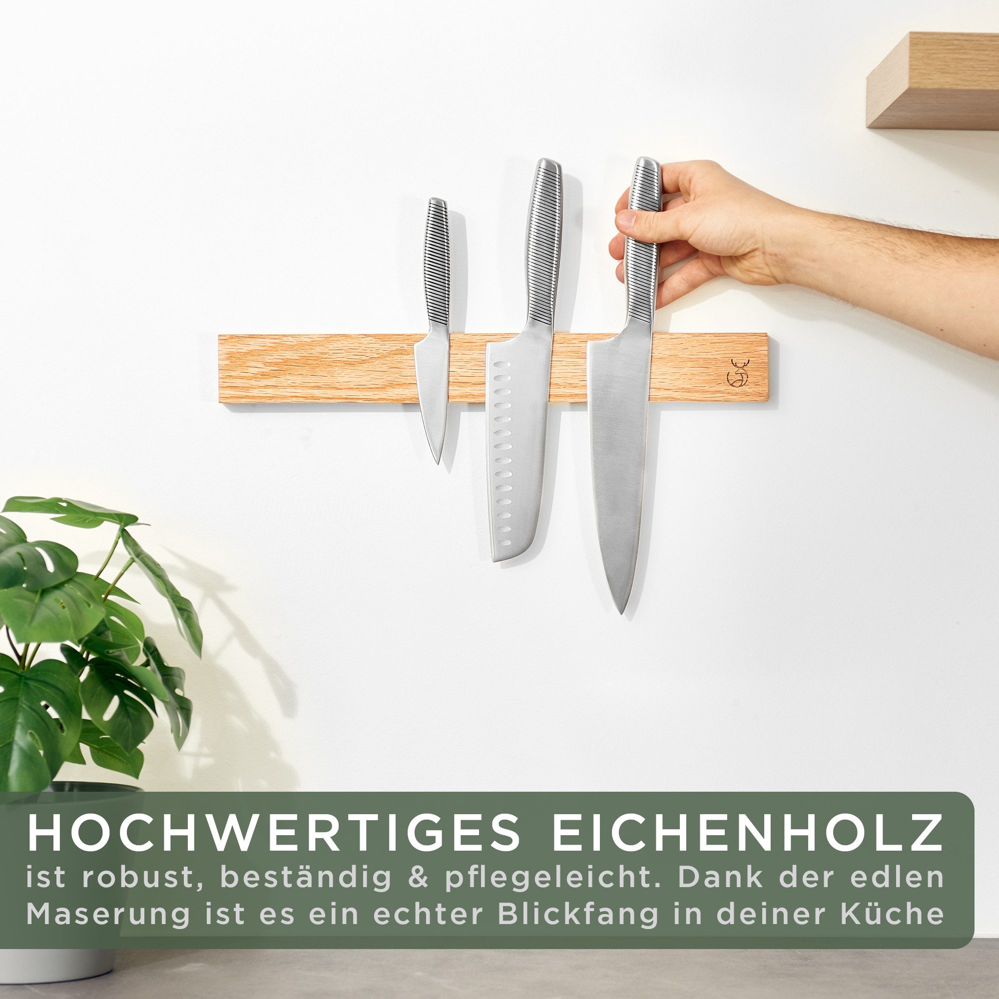 Waldwerk Messerleiste Magnetleiste Messer (40x5cm) - magnetische Messerleiste, Messerhalter magnetisch, Messer Magnetleiste zum Kleben oder Schrauben – Bild 2 von 5
