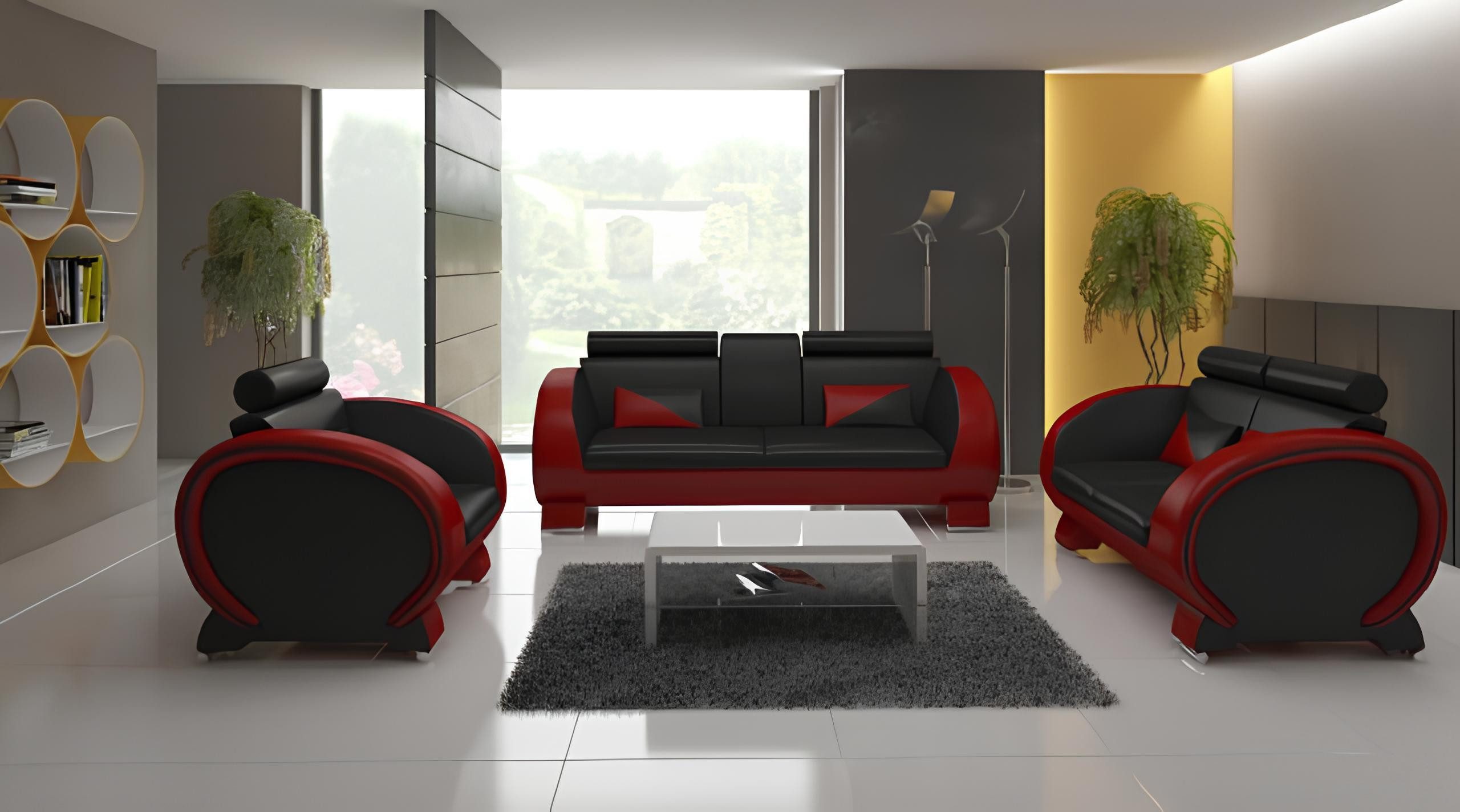 Xlmoebel Sofa Ledercouch mit USB-Anschluss und Barfunktion - Designer-Sitzgruppe mit, Hergestellt in Europa