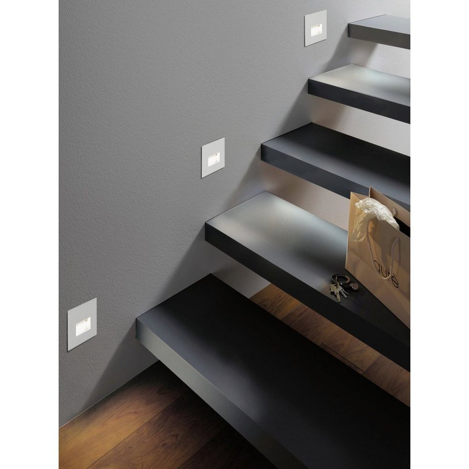 Paulmann LED Einbaustrahler Paulmann LED Wand-Einbauleuchte Edge 8 x 8 cm,  LED, Nicht dimmbar nicht Smart Home-fähig ohne Bewegungsmelder