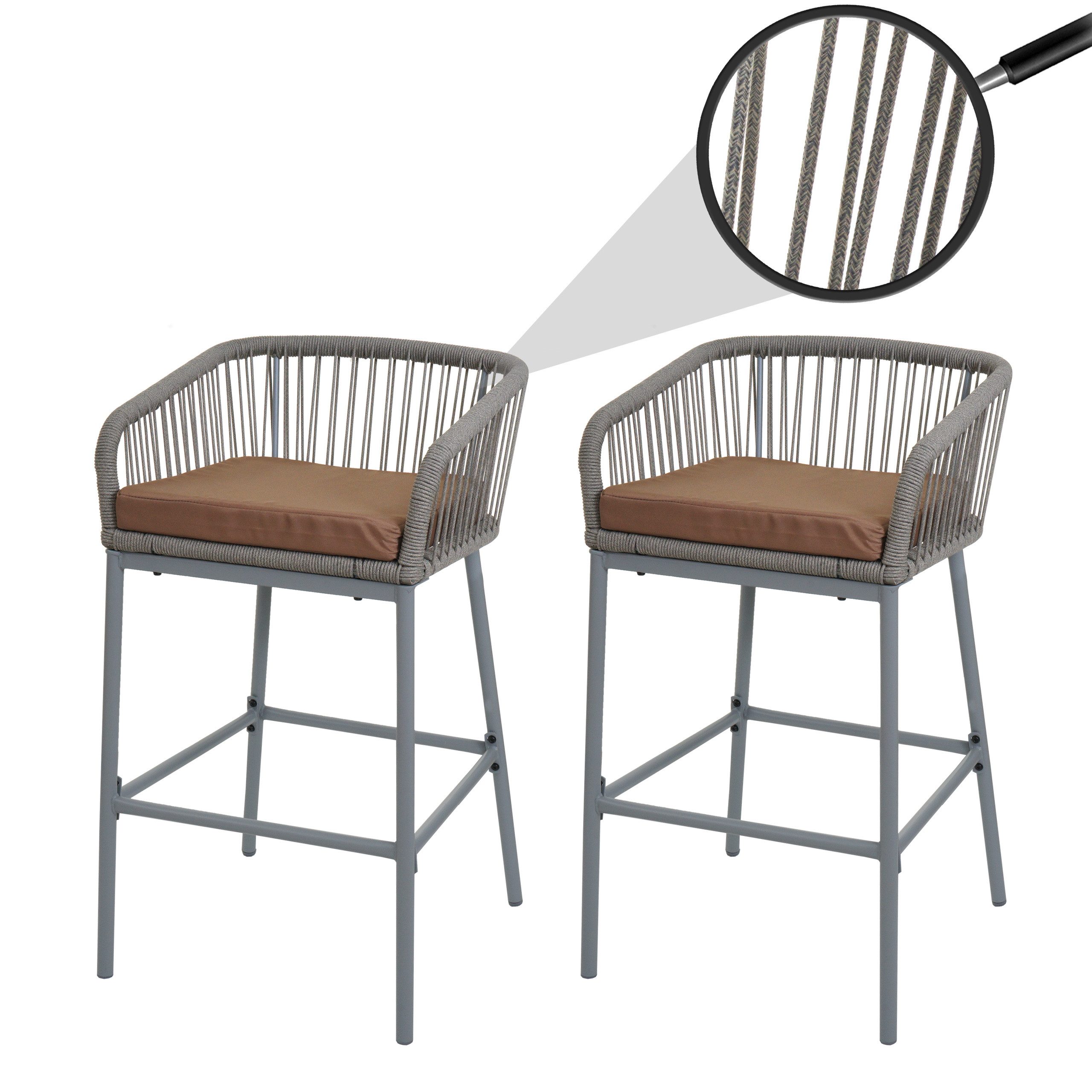 MCW Barhocker MCW-O22 (2 St), Mit Armlehne, Mit Fußstütze, Inklusive Sitzkissen, Weiche Polsterung