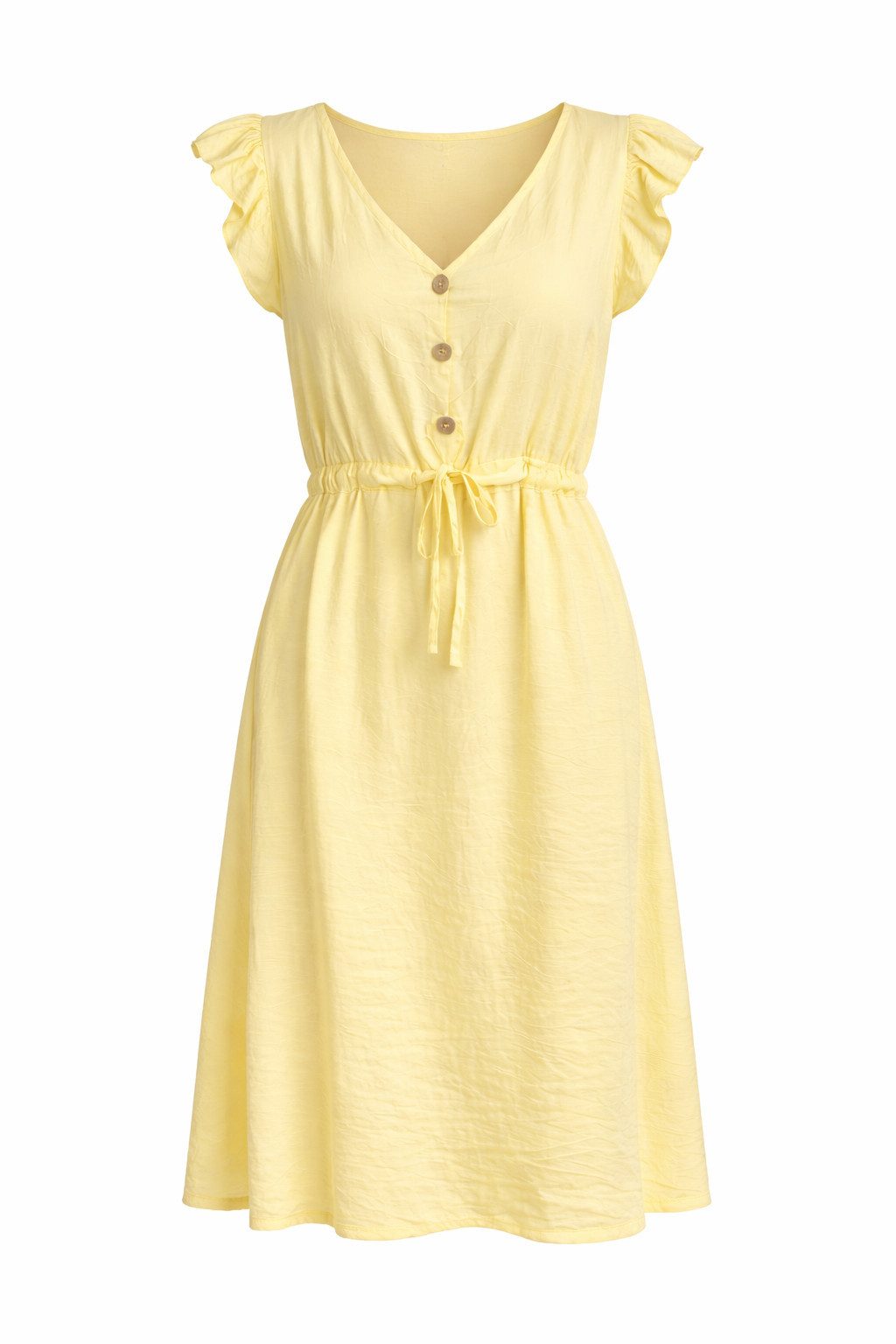 ITALY VIBES Midikleid - Freizeitkleid - weißes Kleid Damen - Midikleid - mit Bindegürtel ONE SIZE / passend für Größe XS - L