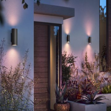 Philips Hue LED Außen-Wandleuchte White & Color Ambiance Appear - Wandleuchte, rund, schwarz, keine Angabe, Leuchtmittel enthalten: Ja, fest verbaut, LED, warmweiss, Aussenlampe, Aussenwandleuchte, Outdoor-Leuchte
