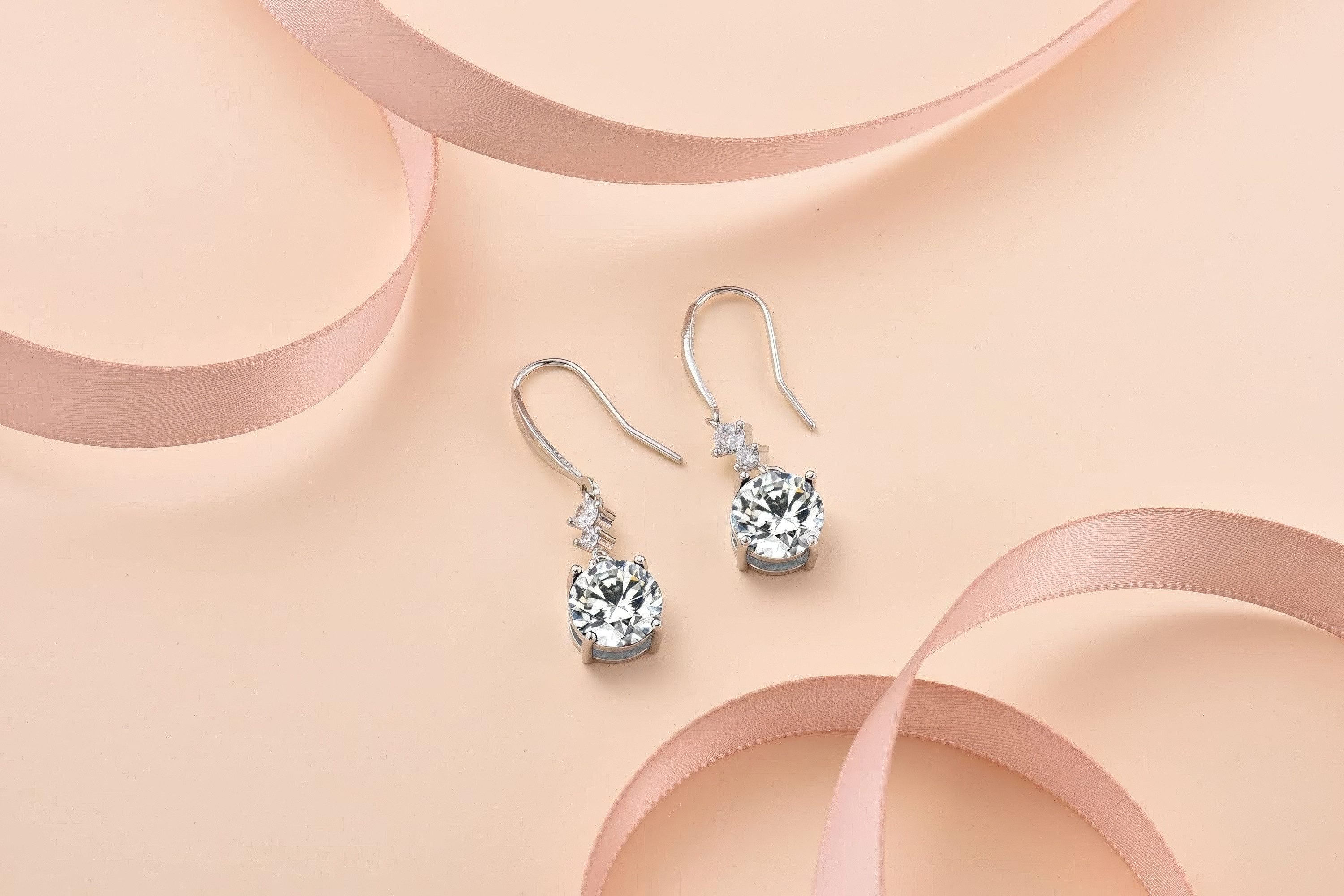Jumpeak Paar Ohrhänger Damen Diamant Ohrringe, 1CT Damen 585 Ohrringe aus echtem Gold, E,Vs1,3ex,geschenk zur kommunion mädchen,schwester geschenk