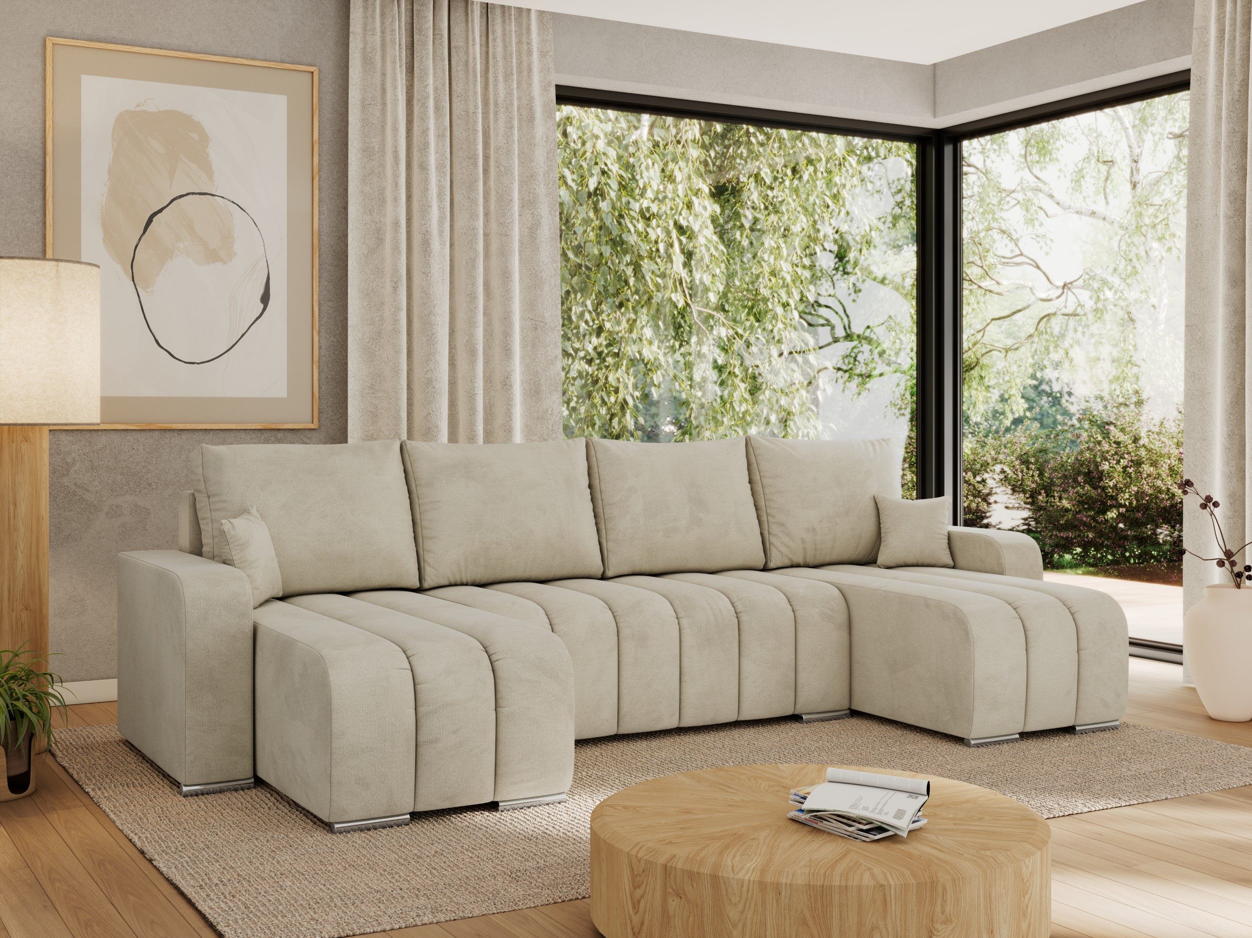 MKS MÖBEL Ecksofa KIRASSO U, Set, Bonellfedern, lose Kissen, Couch U-form, Ecksofa U-Form, Metallbeine, Bettkasten, Schlafsofa