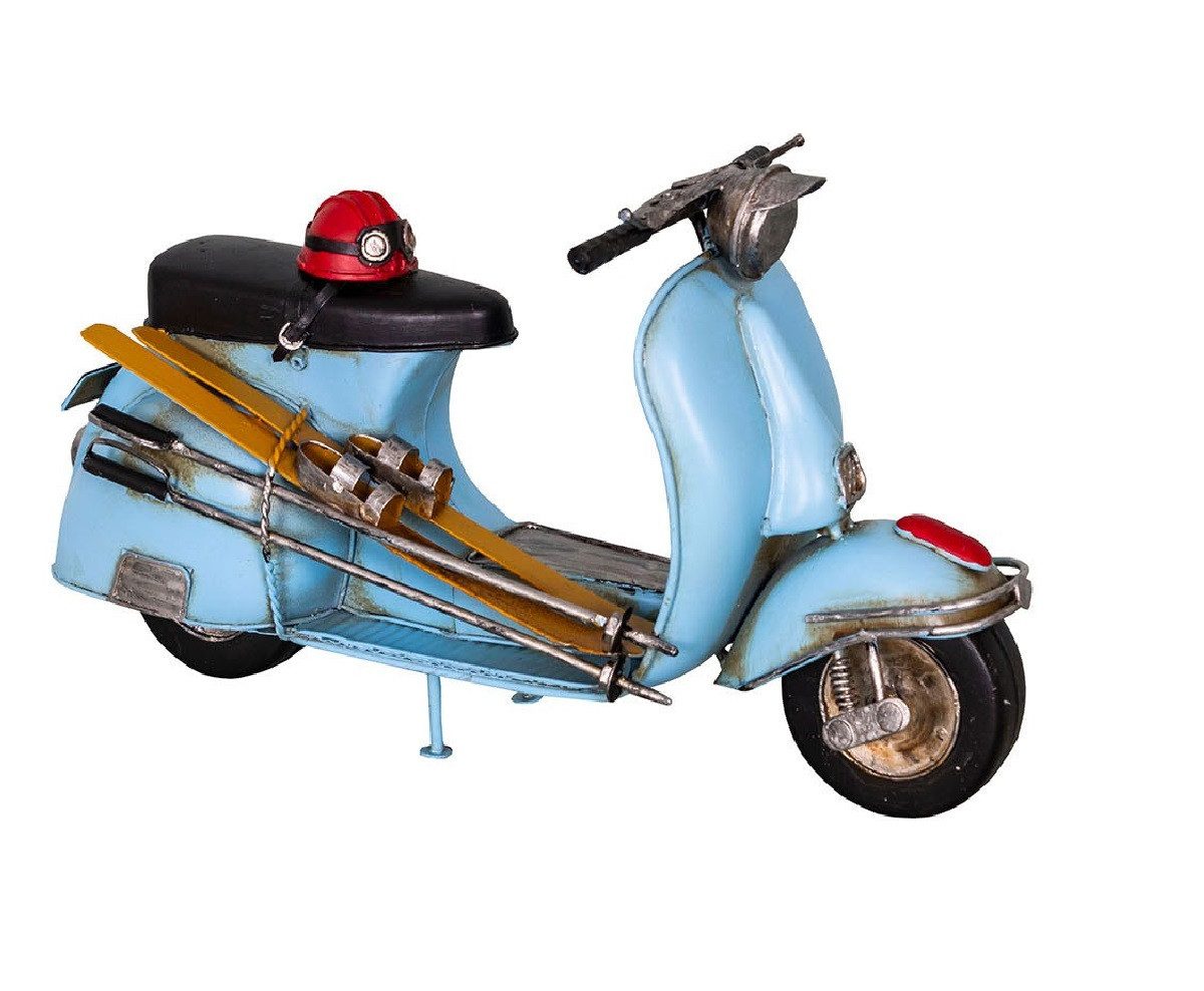 AnticLine Modellmotorrad Antic Line Nostalgie Motorroller Roller Blau Metall L= 28,5cm
