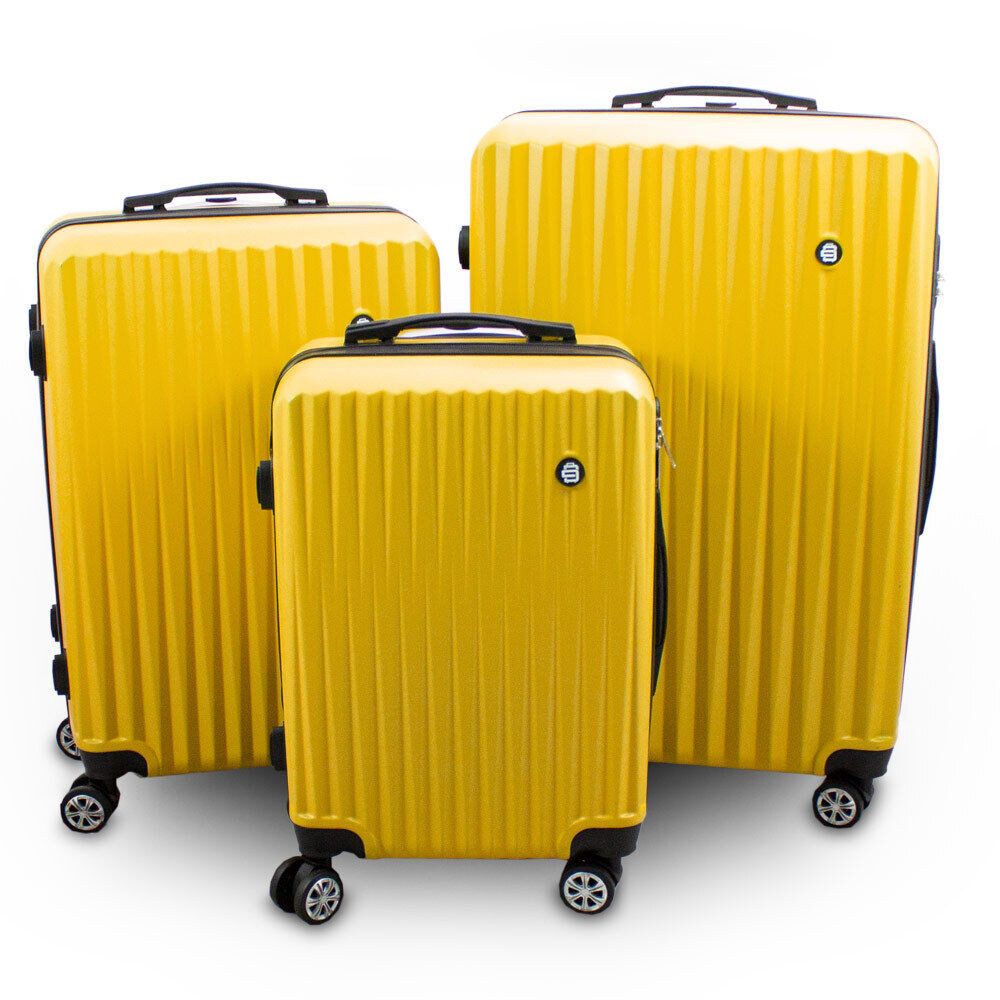 Barut Trolleyset Barut Reisekofferset 3-teilig Modell General Gelb, 4 Rollen, (Set, 2 tlg., MS-17072)