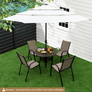 COSTWAY Bistrotisch Gartentisch, rund, φ90 cm, mit Schirmloch, aus Alu