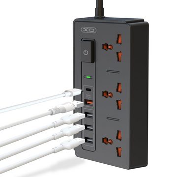 XO WL06 Verlängerungskabel Steckdose PD QC 3.01,8 m 1x USB-C 4x USB Steckdosenverteiler