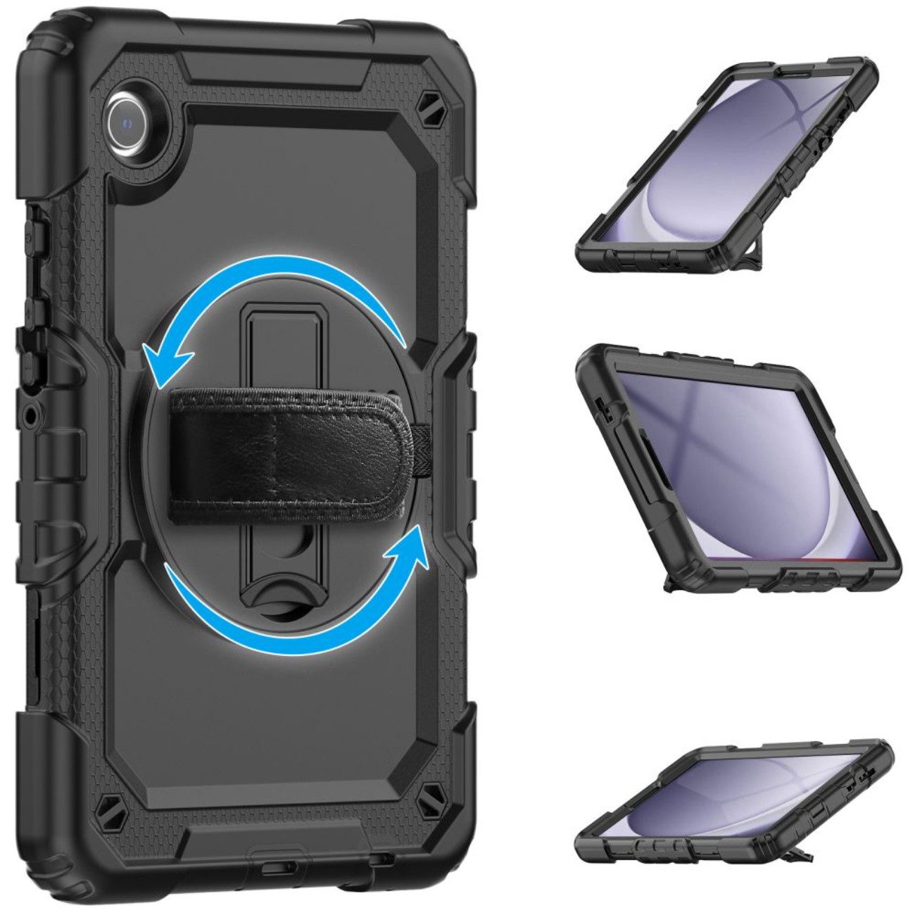 TECH PROTECT Tablet-Hülle für Samsung Galaxy Tab A9 8.7, Rundumhülle mit integriertem Displayglas und Ständer