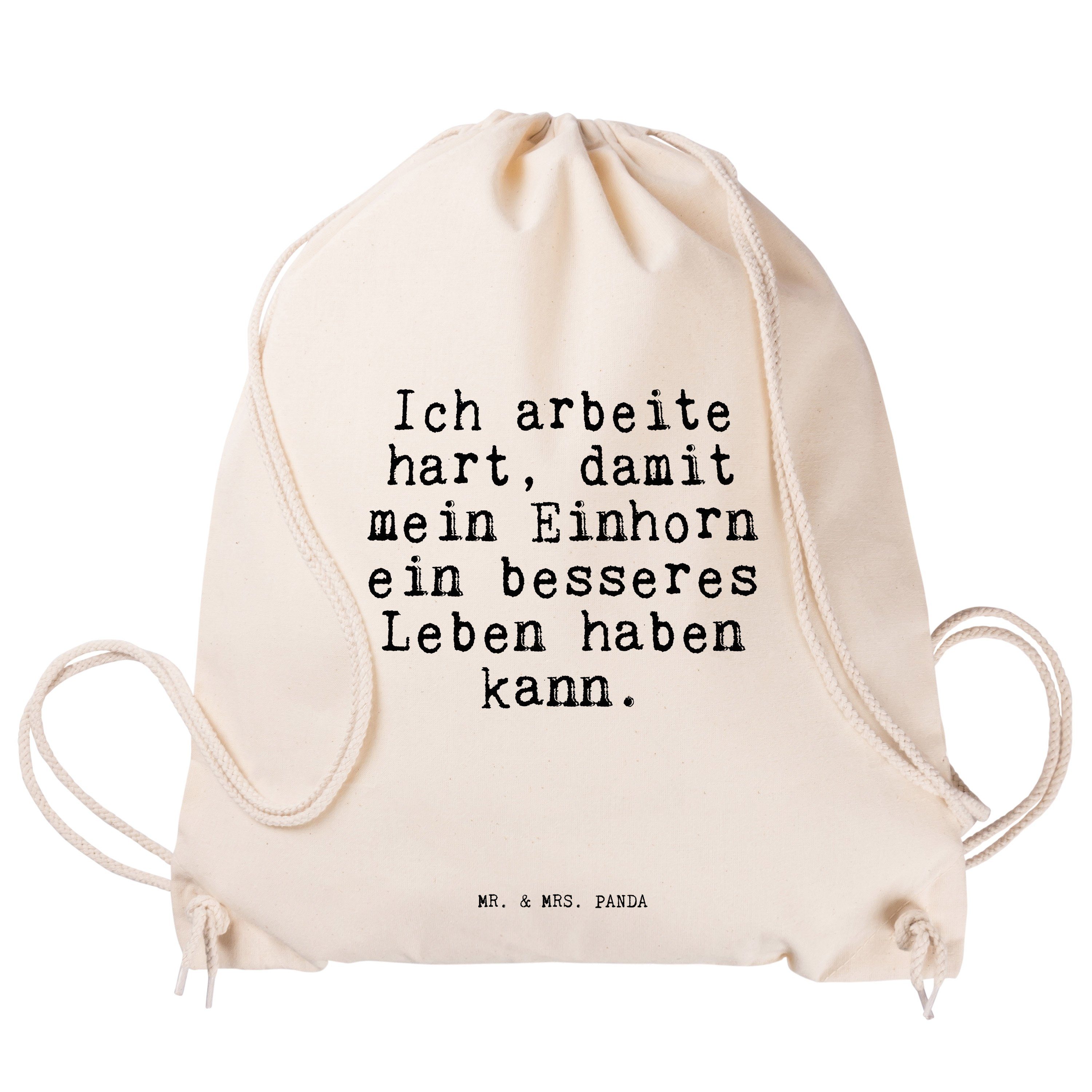 - damit... (1-tlg) Sporttasche Geschenk, arbeite - Mr. hart, & Transparent Mrs. Panda Einhorn, Ich Tasche,