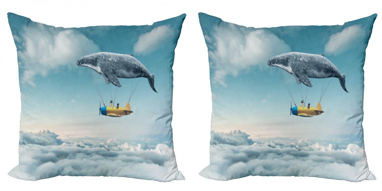 Wolken Fisch Doppelseitiger Blick Modern Digitaldruck, Whale Abakuhaus Verträumter Kissenbezüge (2 Stück), Accent