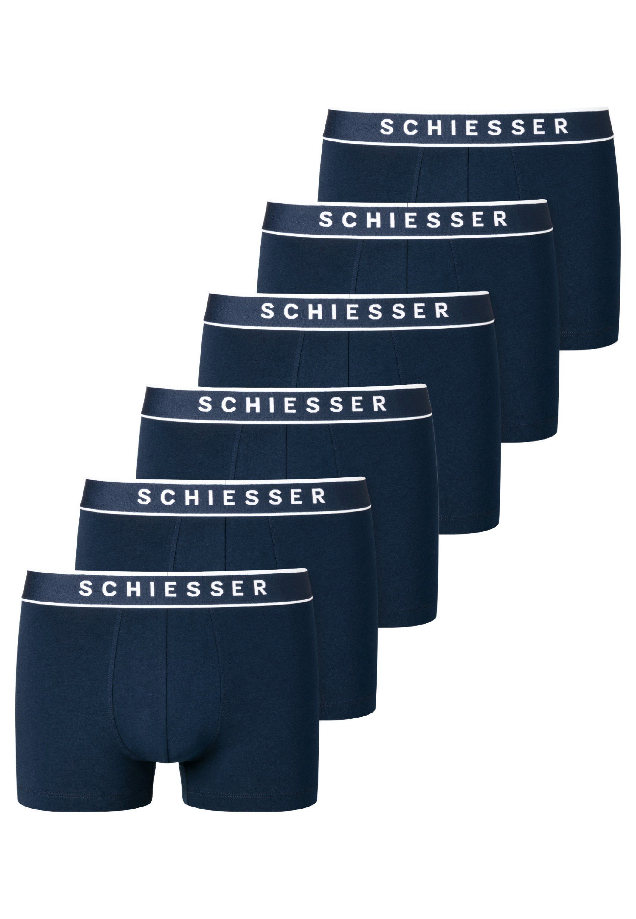 Schiesser Retro Boxer 6er Pack - 95/5 - Organic Cotton (Spar-Set, 6-St) Retro Short / Pant - Baumwolle - Ohne Eingriff - Dunkelblau