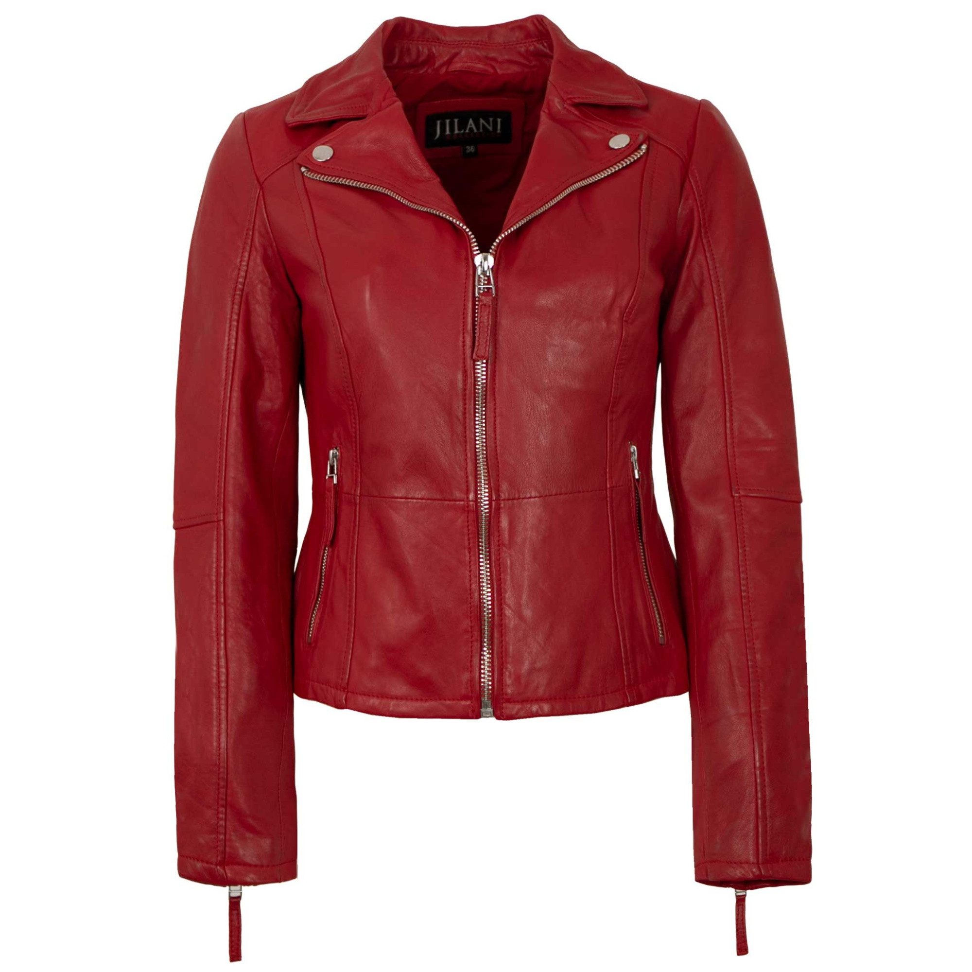 Jilani Lederjacke Smilla Jilani - Damen Lederjacke Lammnappa salsa rot günstig online kaufen