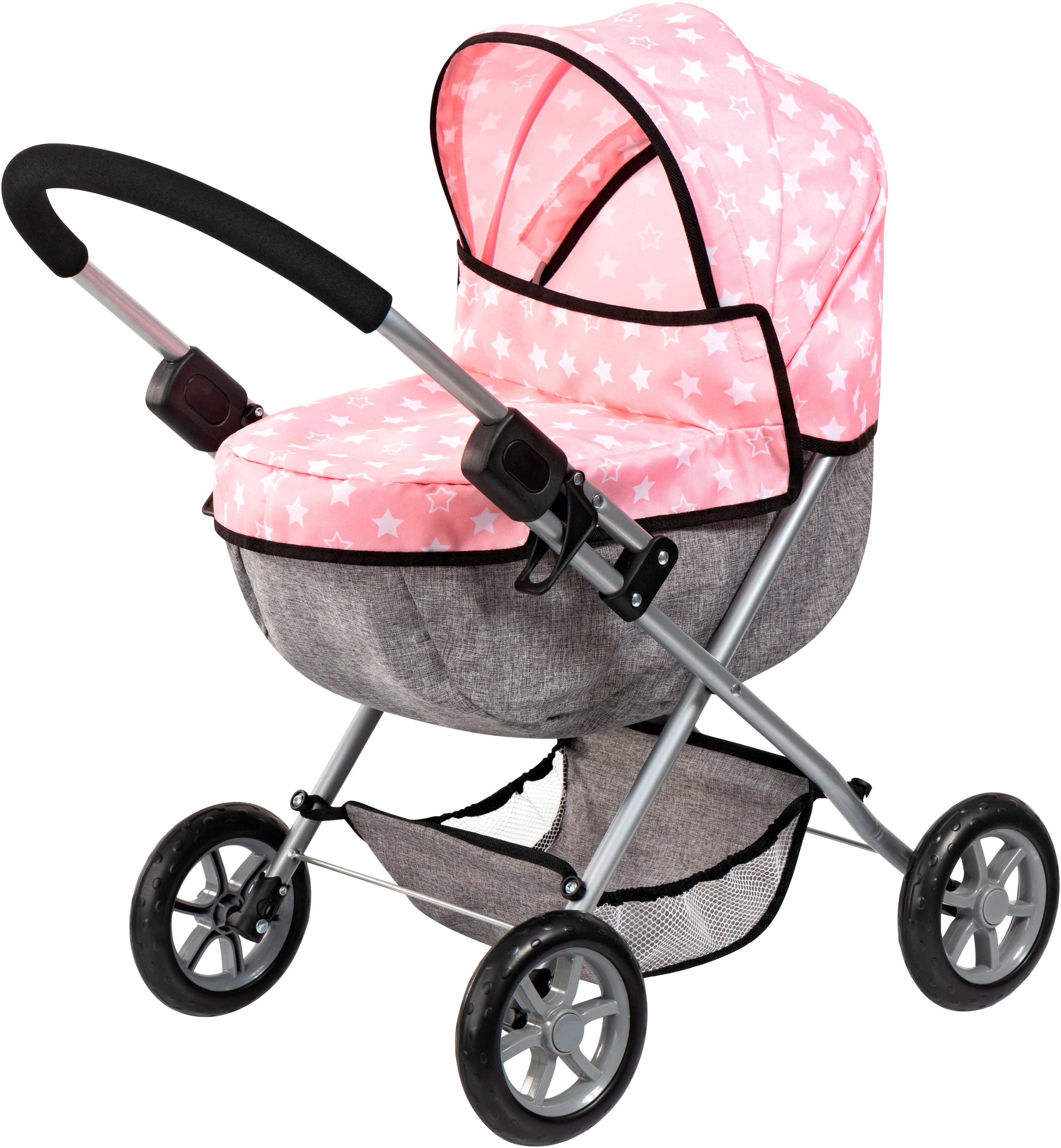 Bayer Puppenwagen Cosy Set, rosa, mit Puppenhochstuhl und Wickeltasche